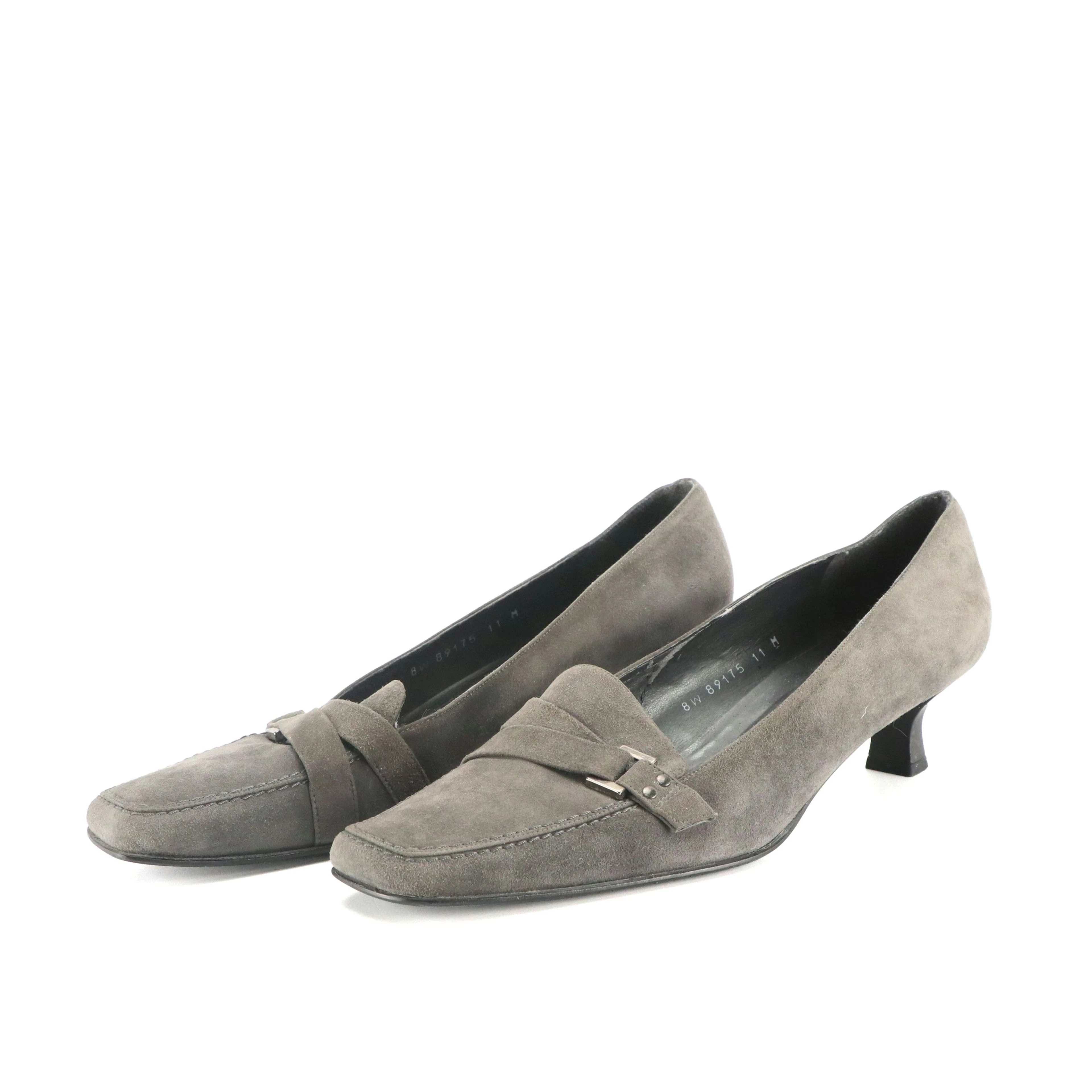 Stuart Weitzman Vintage Grey Suede Low Heeled Loafers