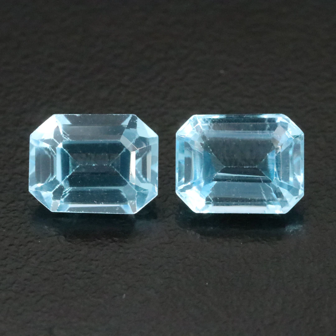 Loose 6.10 CTW Swiss Blue Topaz Matched Pair