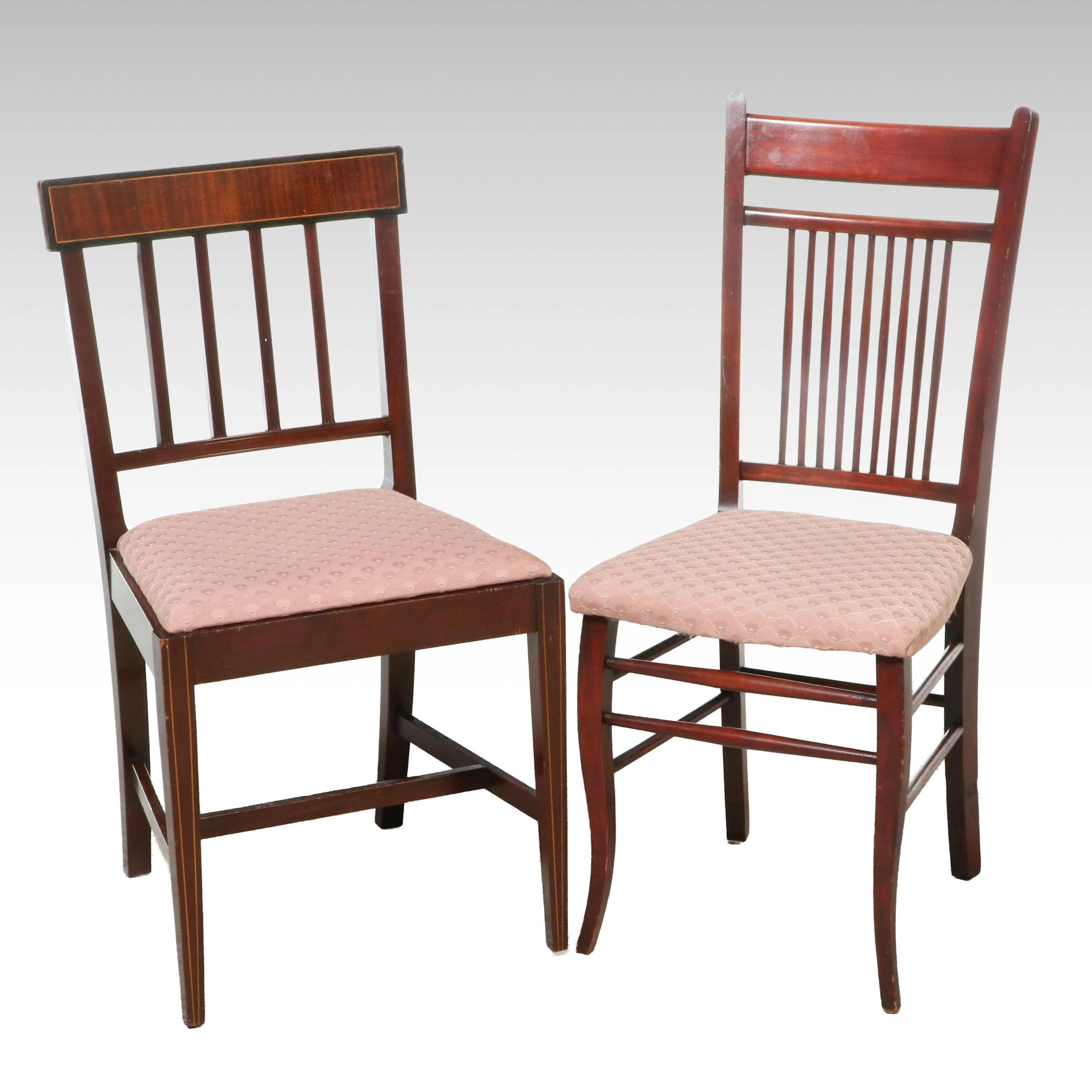 Two Upholstered Wood Side Chairs, 20th Century