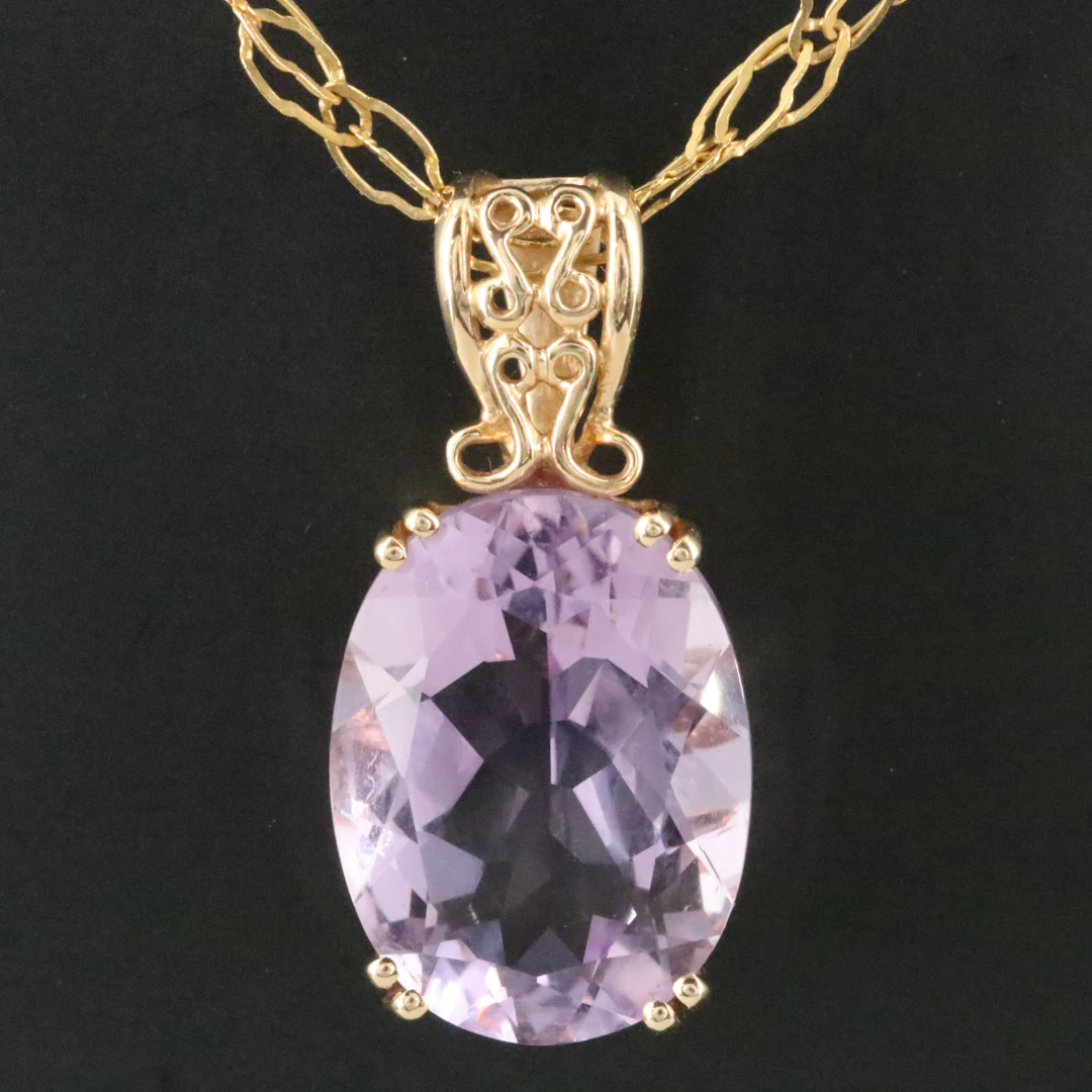 14K 15.08 CT Amethyst Pendant Necklace