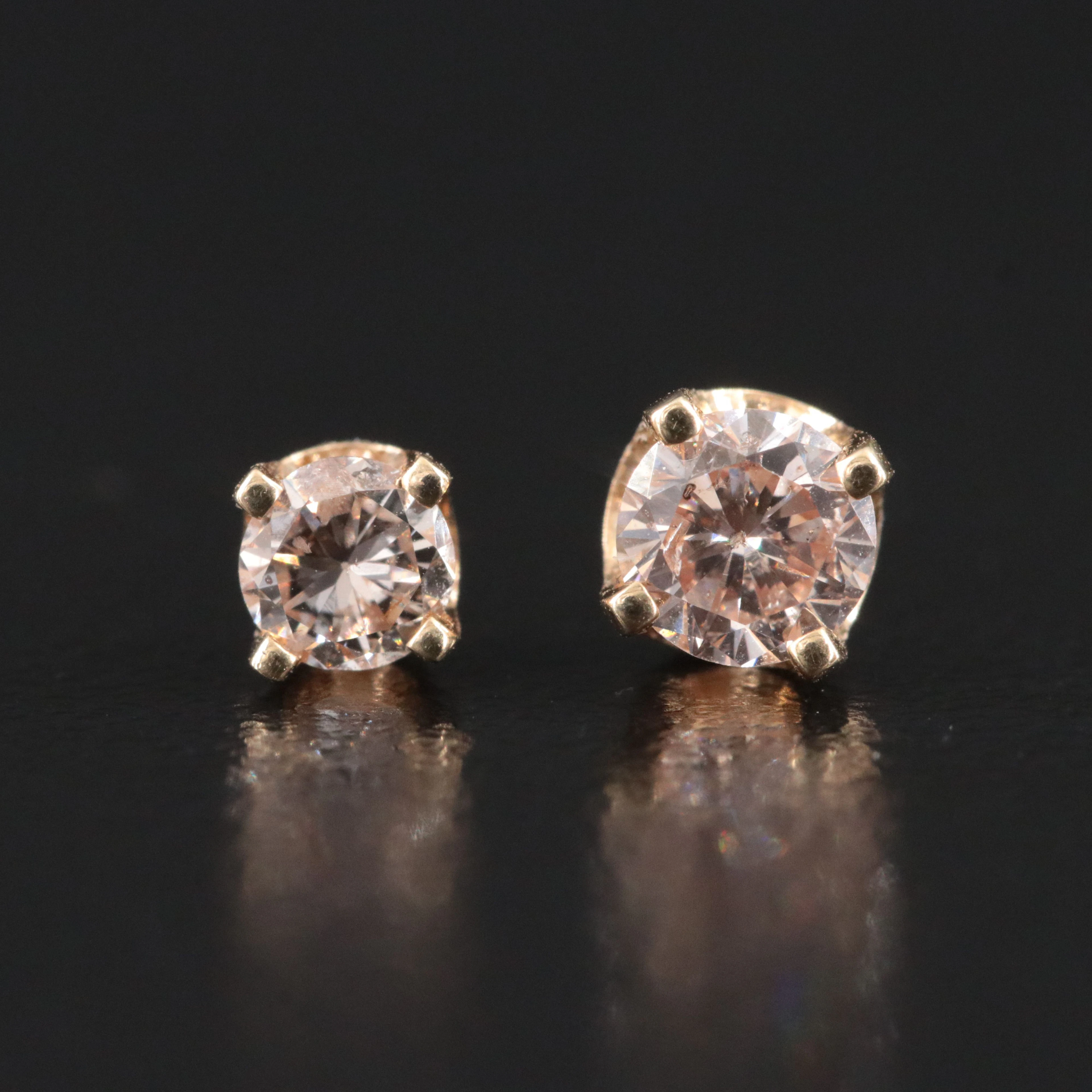 14K 0.42 CTW Diamond Single Stud Earrings