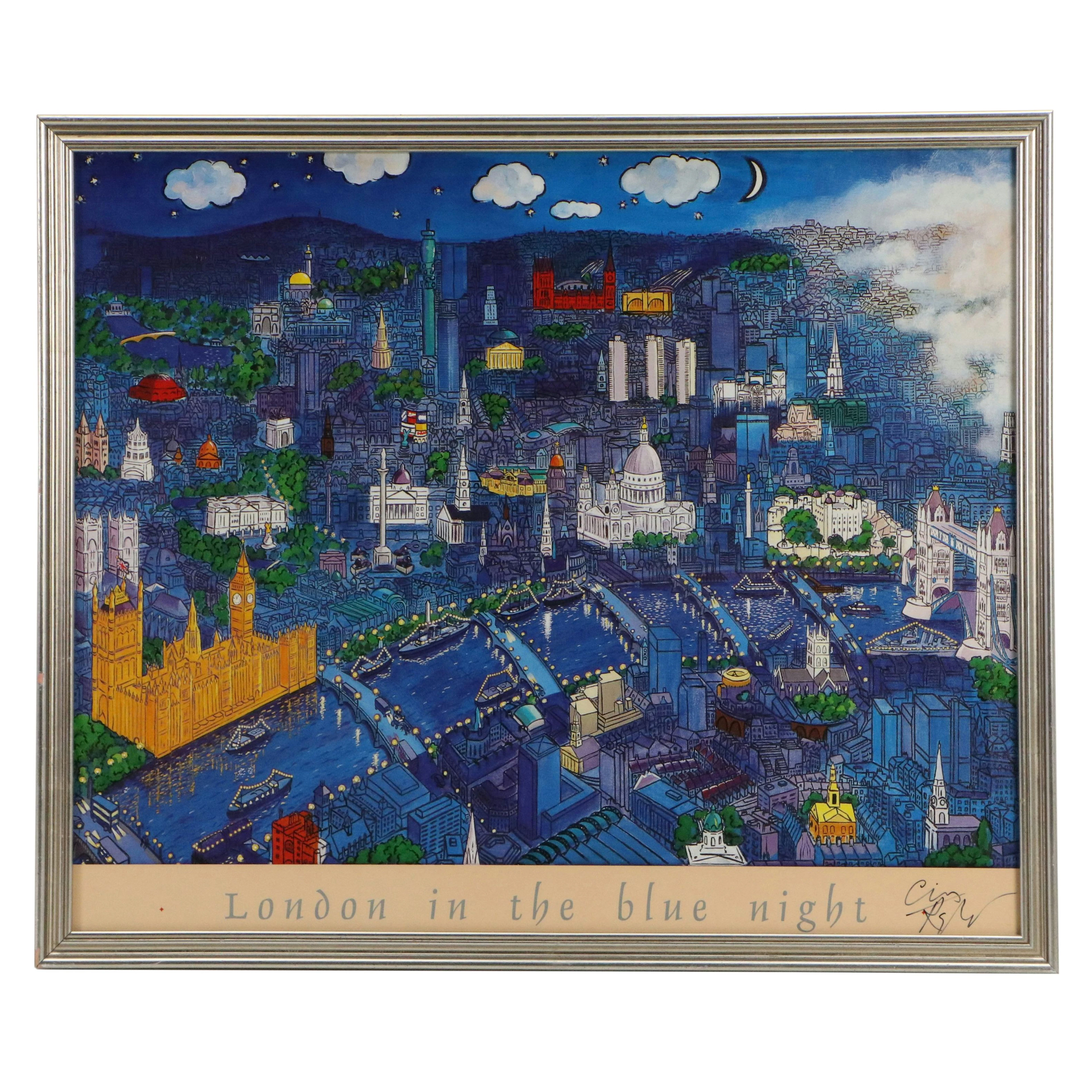 Chris Rogers Offset Lithograph "London in the Blue Night," Late 20th to 21st C.