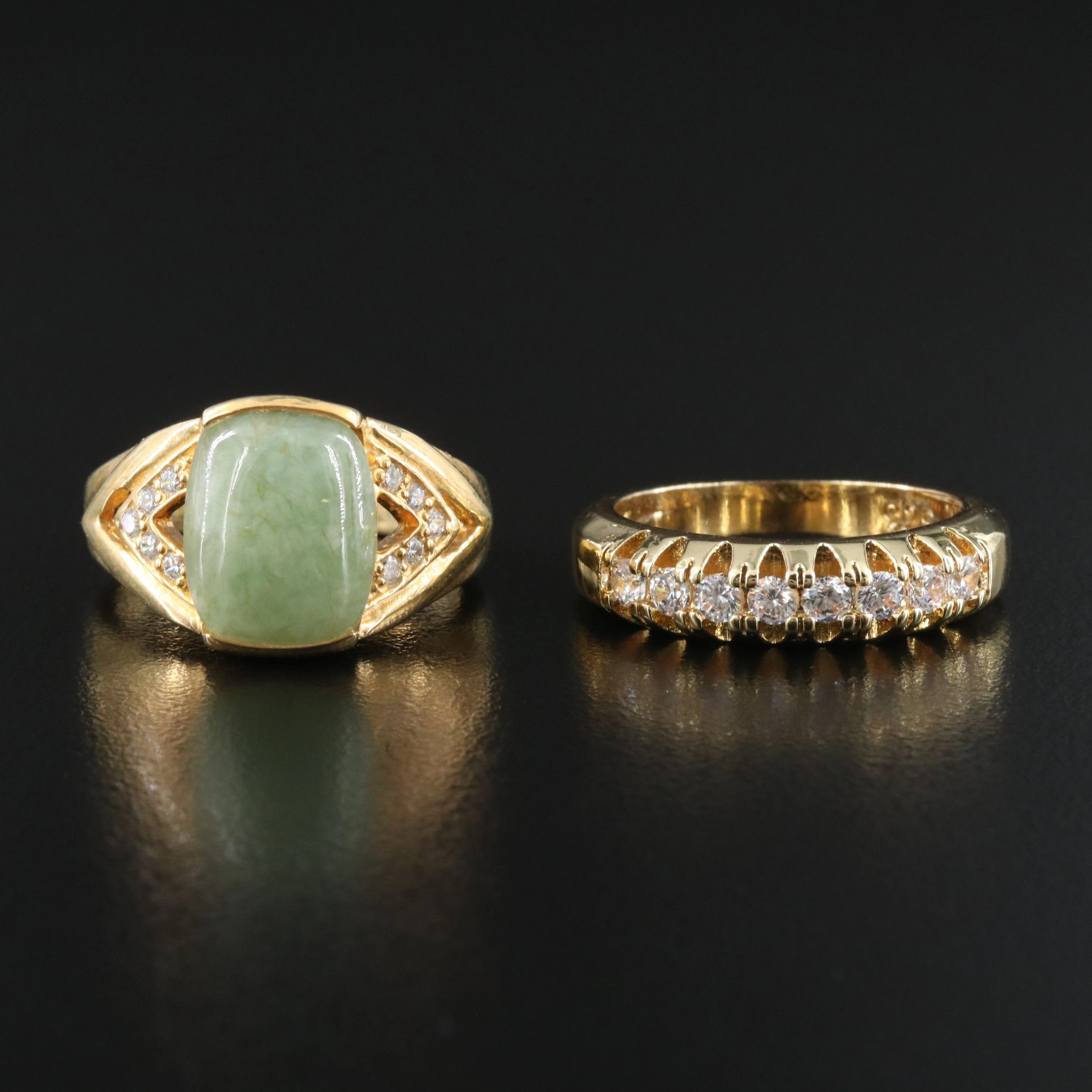Sterling Jadeite and CZ Rings