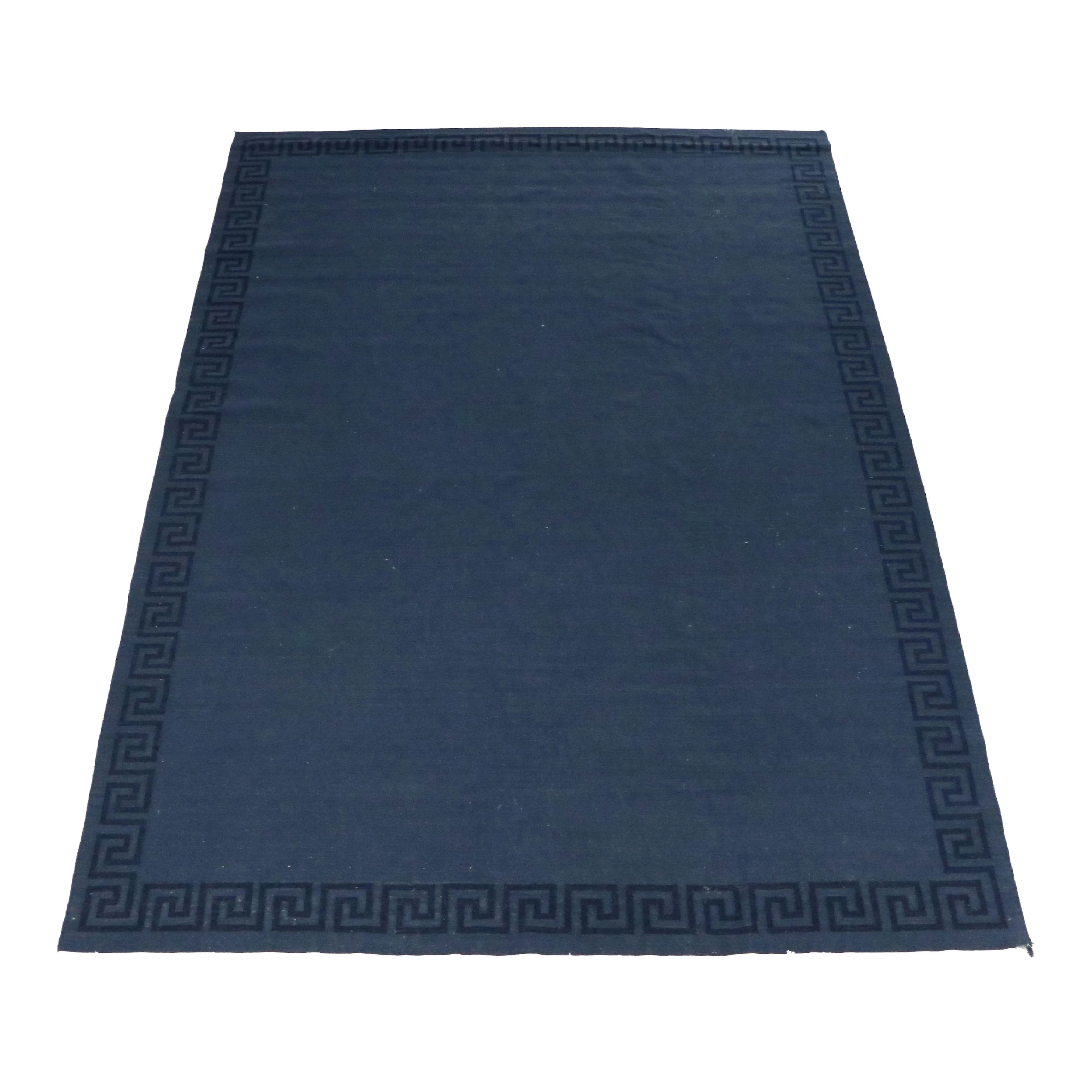 Williams Sonoma 9'1 x 12'11 Handwoven Blue Greek Key Meander Room Sized Rug