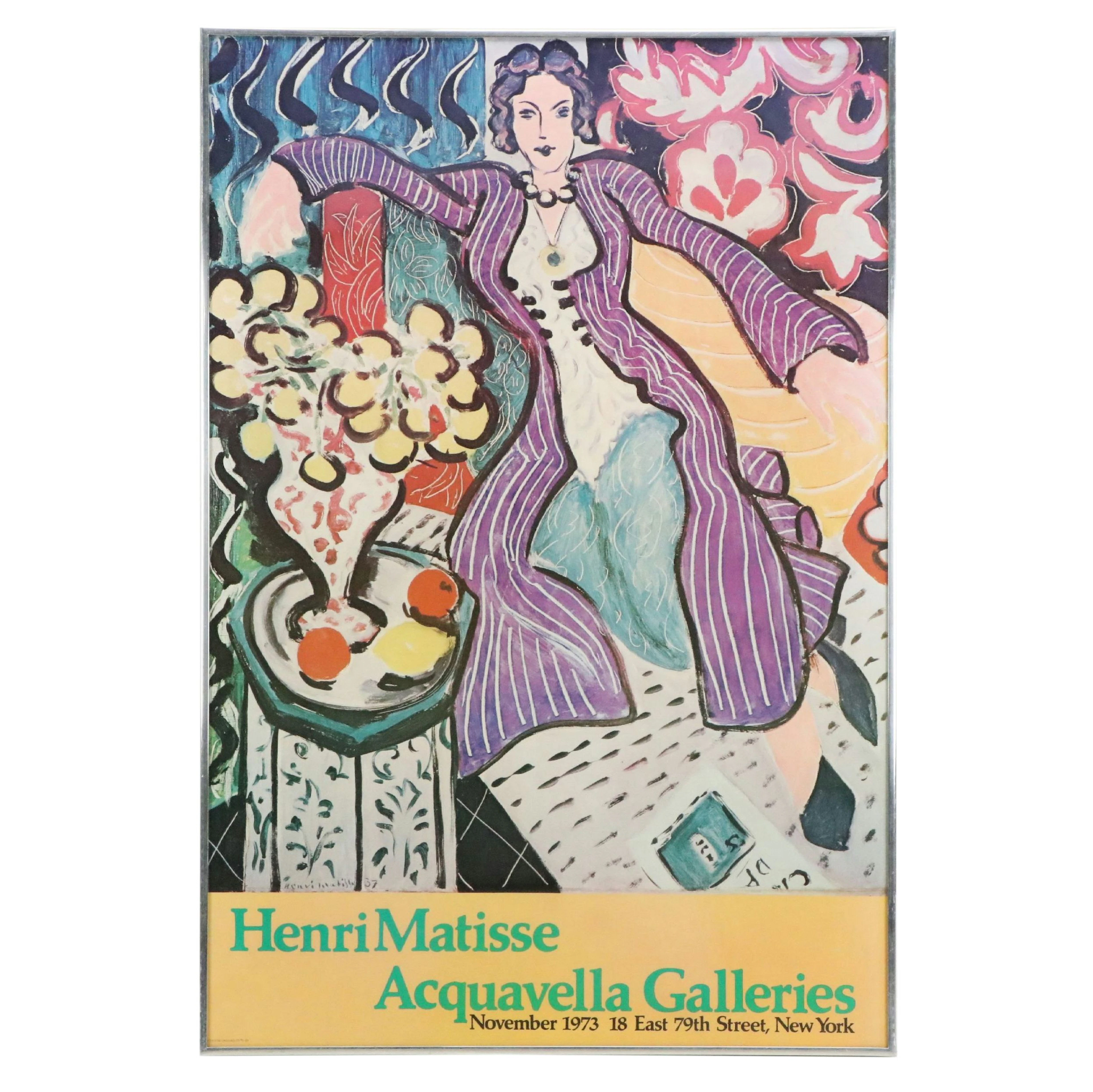 Offset Litho Exhibit Poster After Henri Matisse "Woman in a Purple Coat," 1973