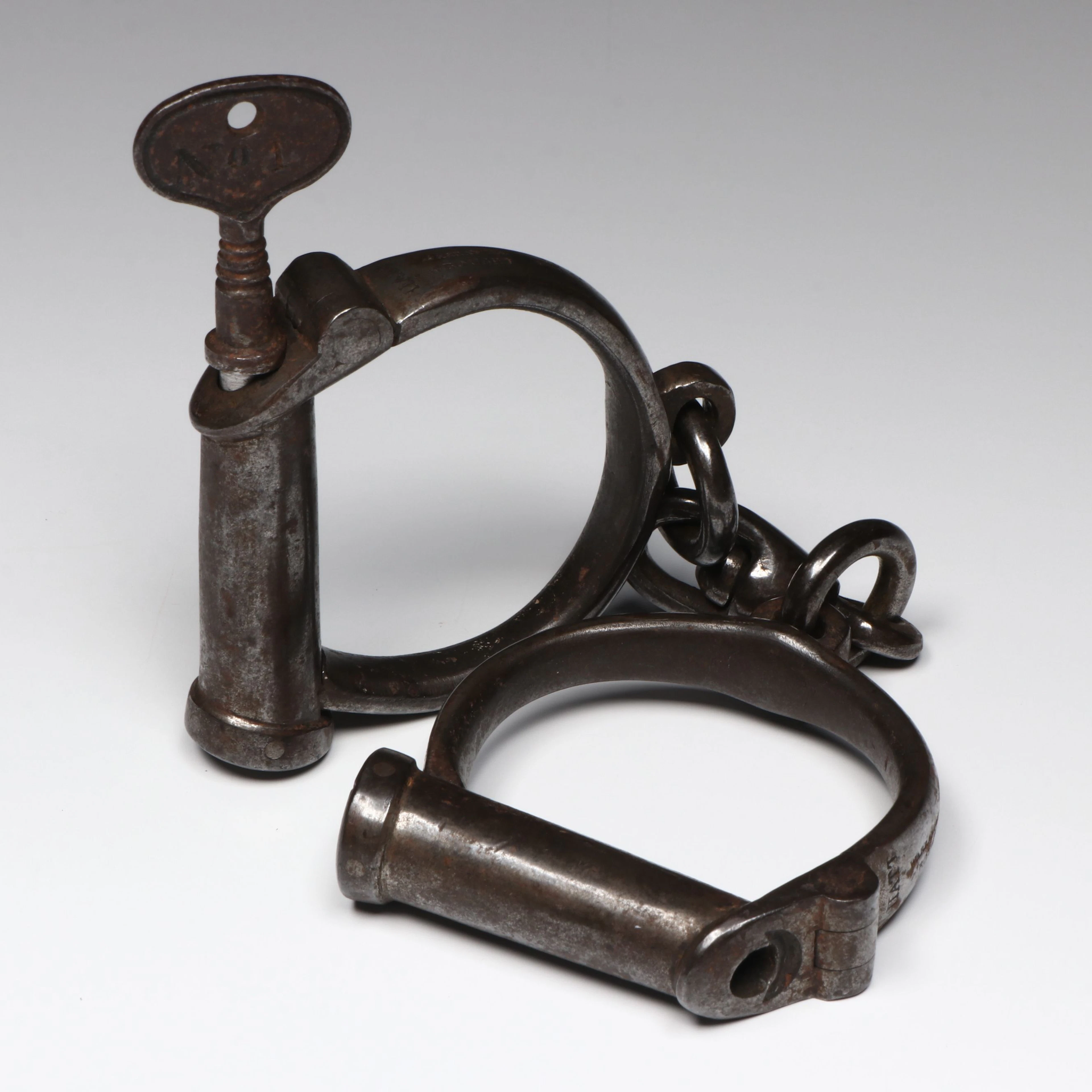 Antique English Hiatt Handcuffs, Late 19th/ Early 20th Century