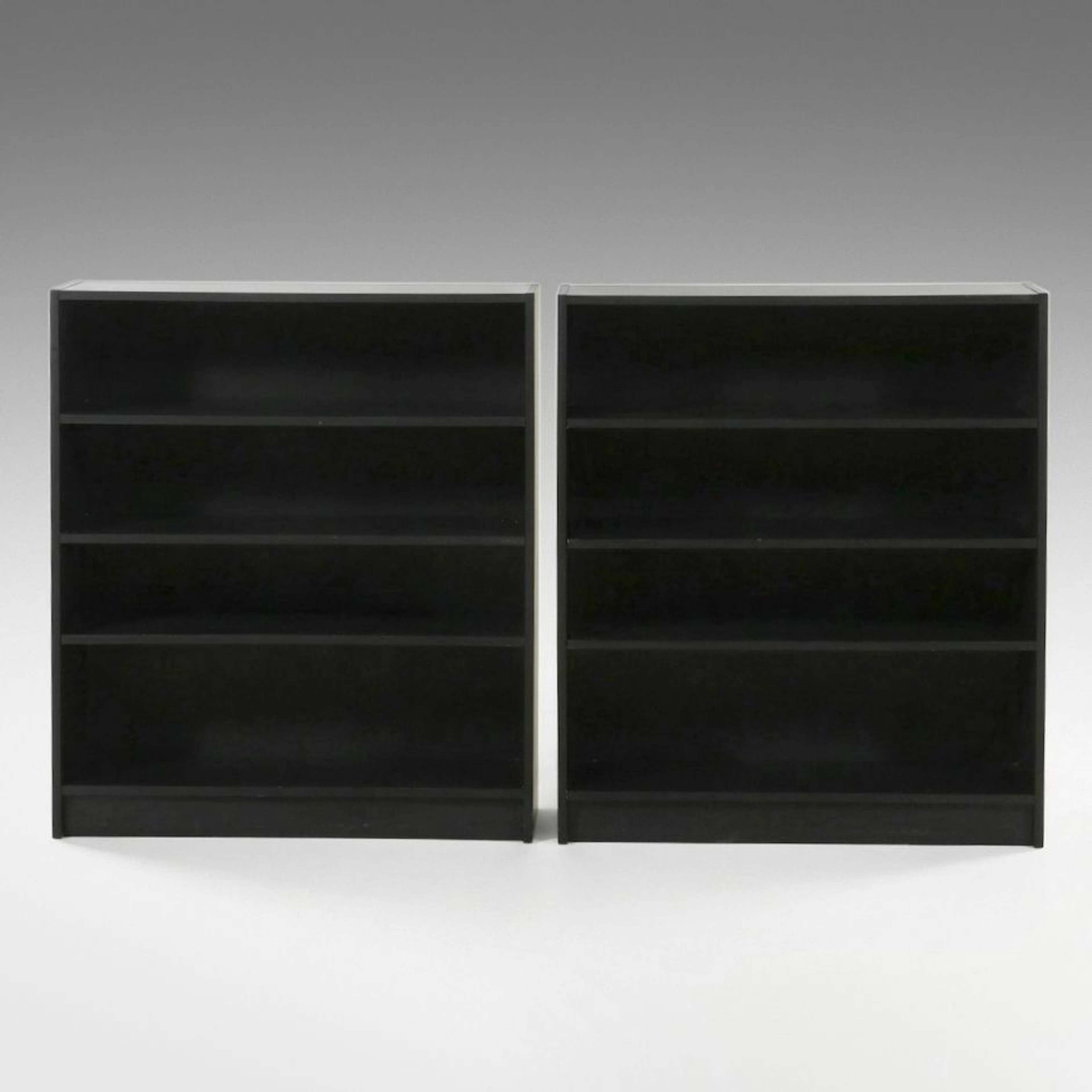 Pair of Contemporary Black Painted Wood Bookcases, 21st Century