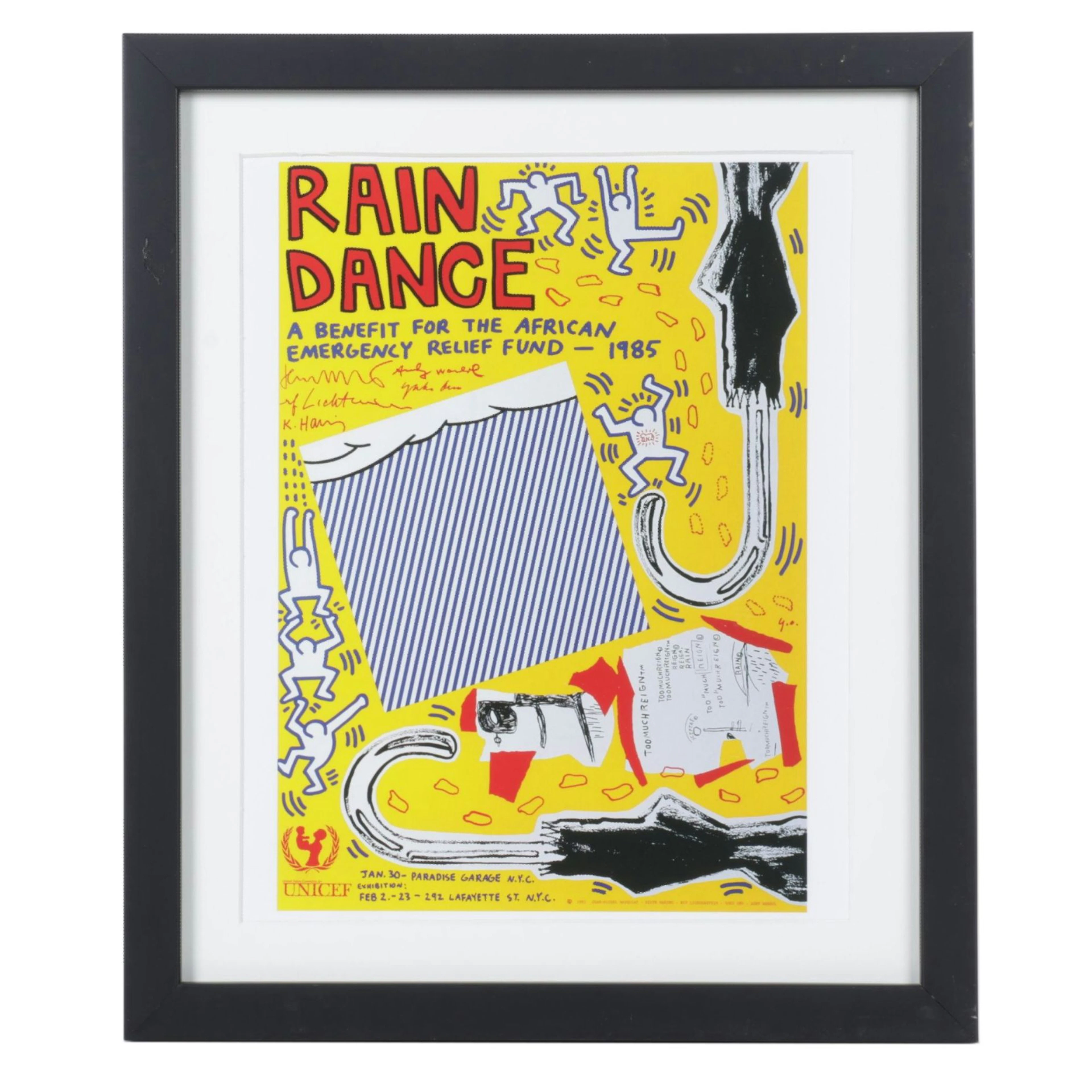 Offset Lithograph after Keith Haring "Rain Dance" Poster