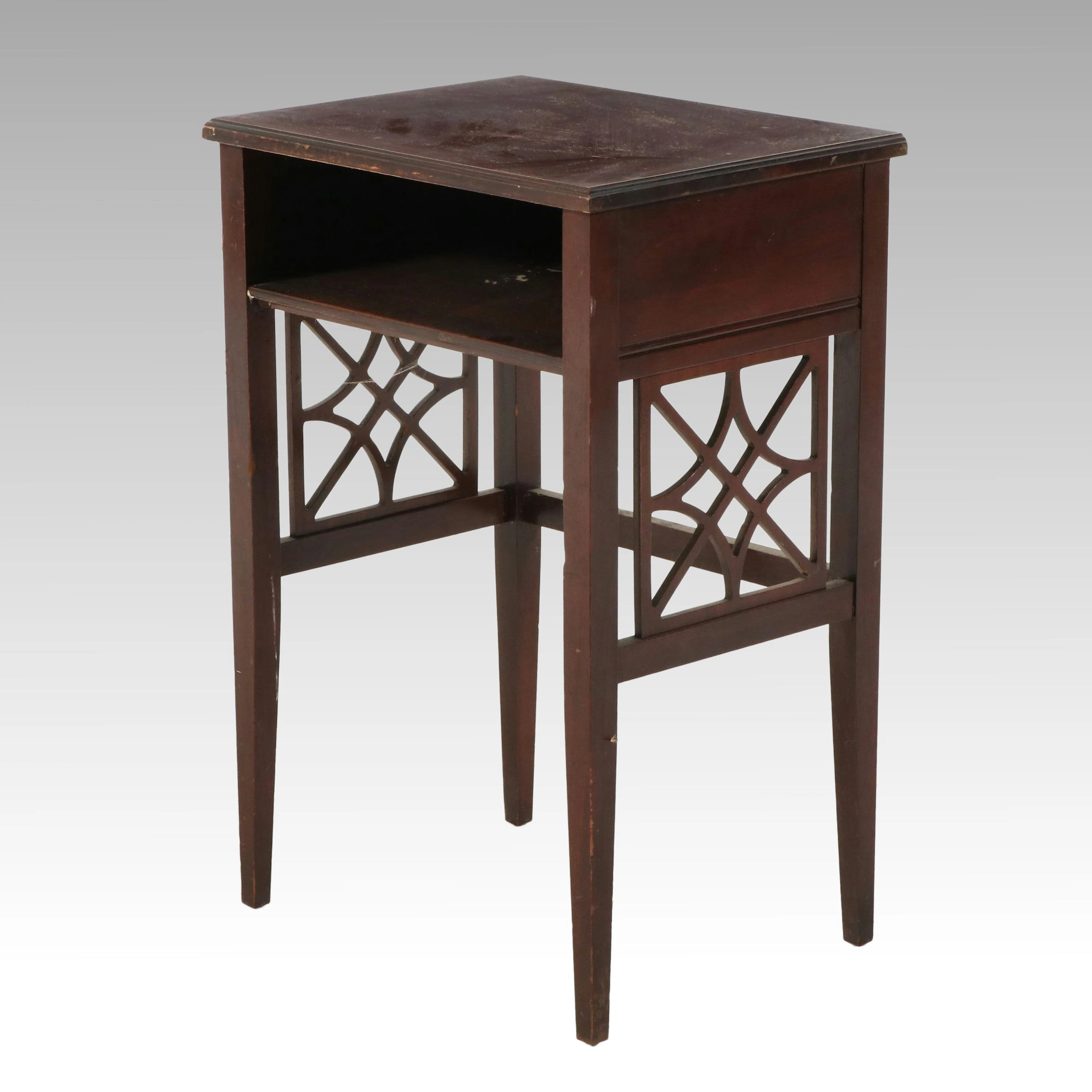 Brandt Cabinet Works Chippendale Style Mahogany Nightstand, Mid-20th Century