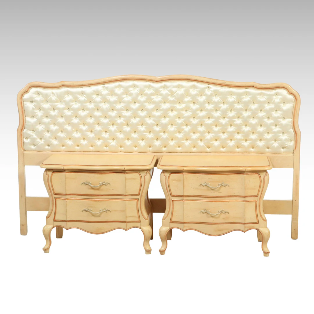 Romweber French Provincial Style Tufted Headboard and Nightstands