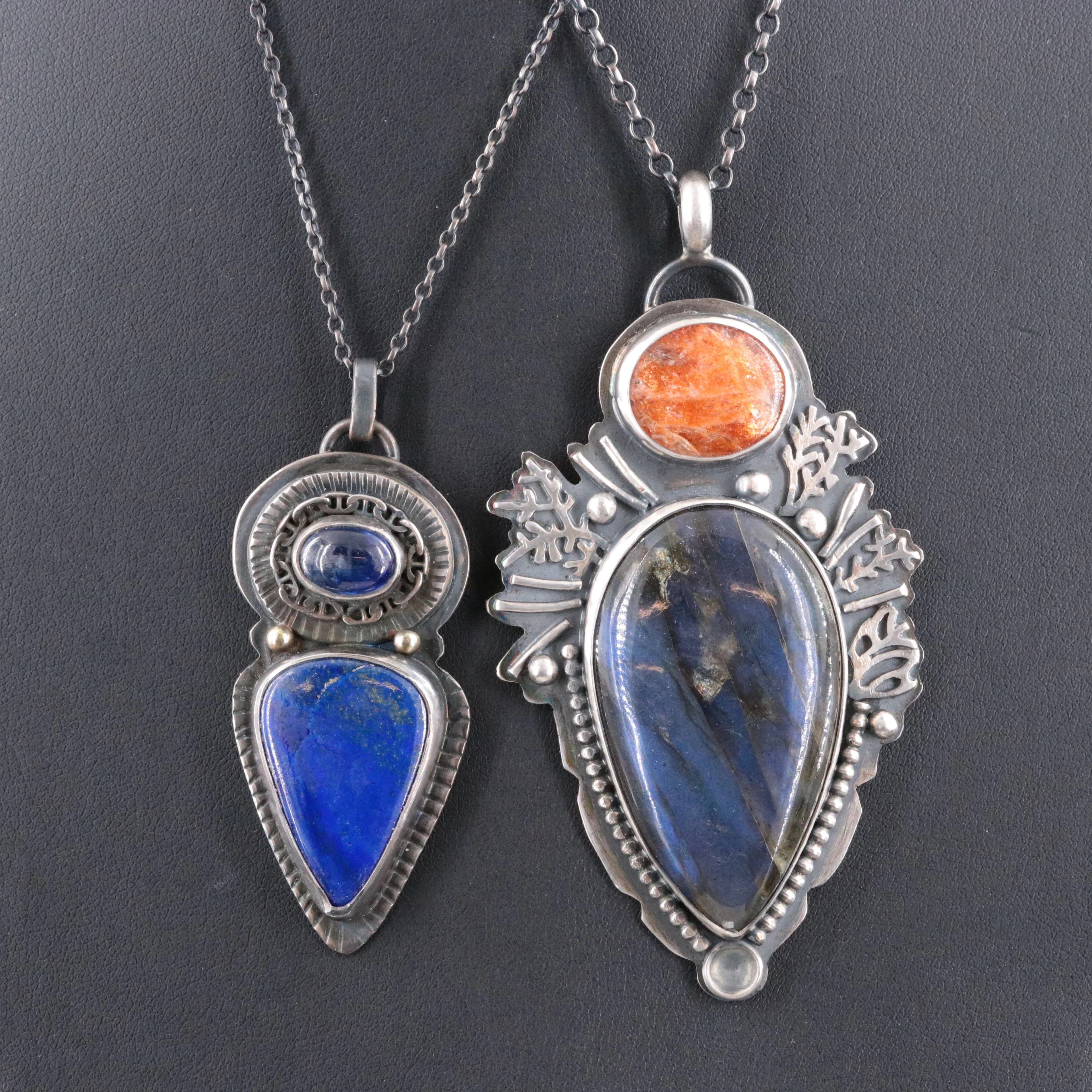 EON Designs Sterling Pendant Necklaces Featuring Lapis Lazuli and Labradorite