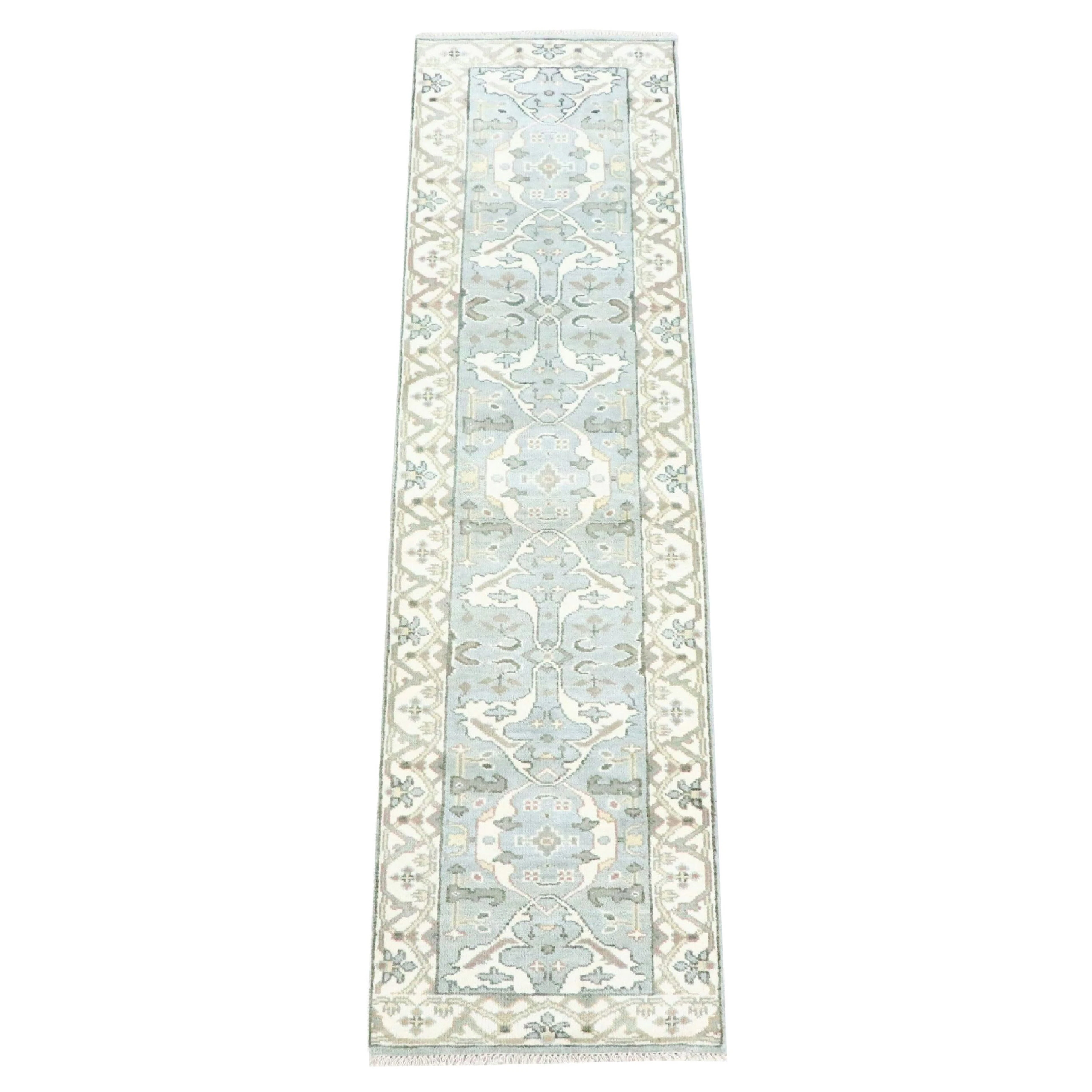 2'8 x 9'11 Hand-Knotted Indo-Turkish Oushak Carpet Runner