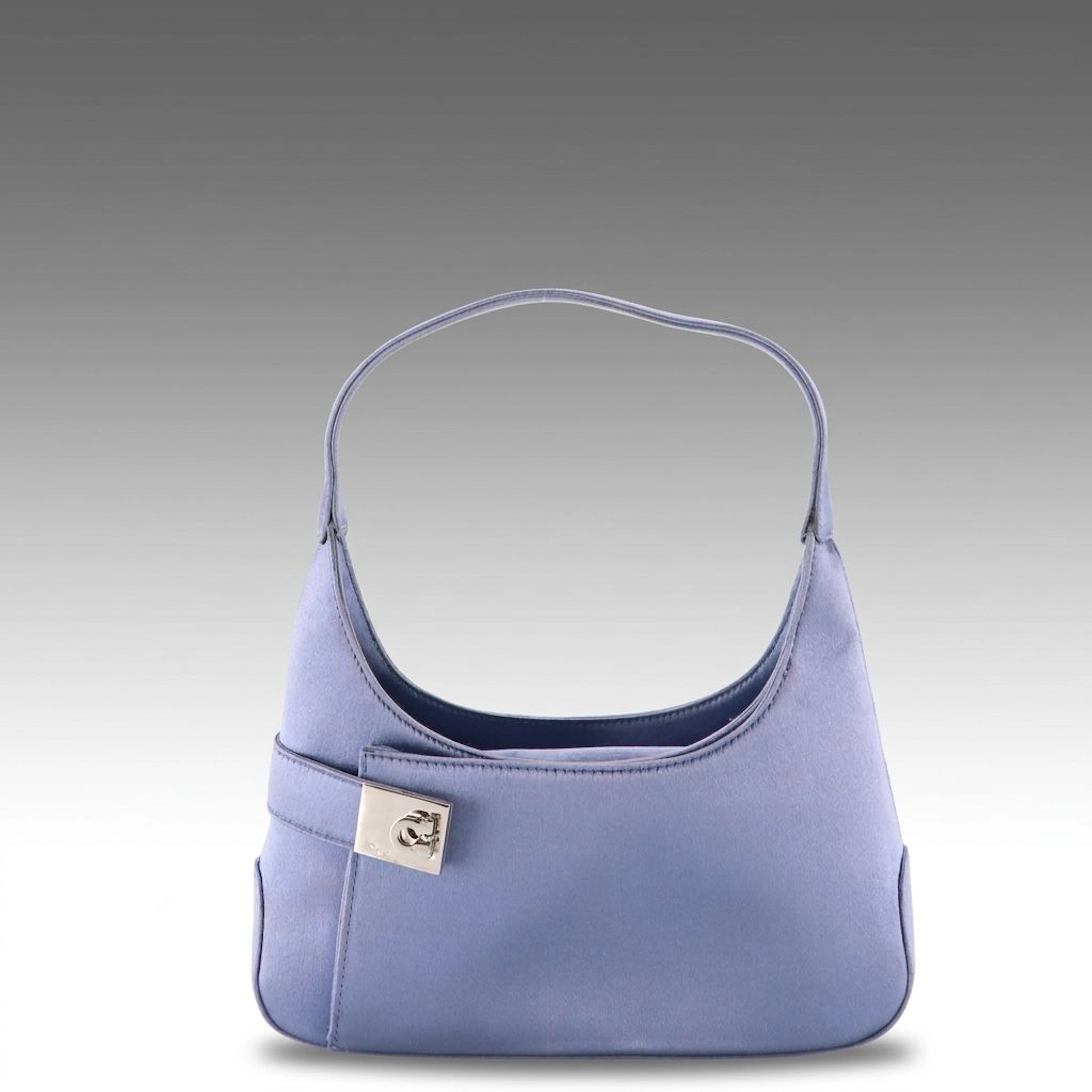 Salvatore Ferragamo Side Gancio Buckle Hobo Shoulder Bag in Periwinkle Satin