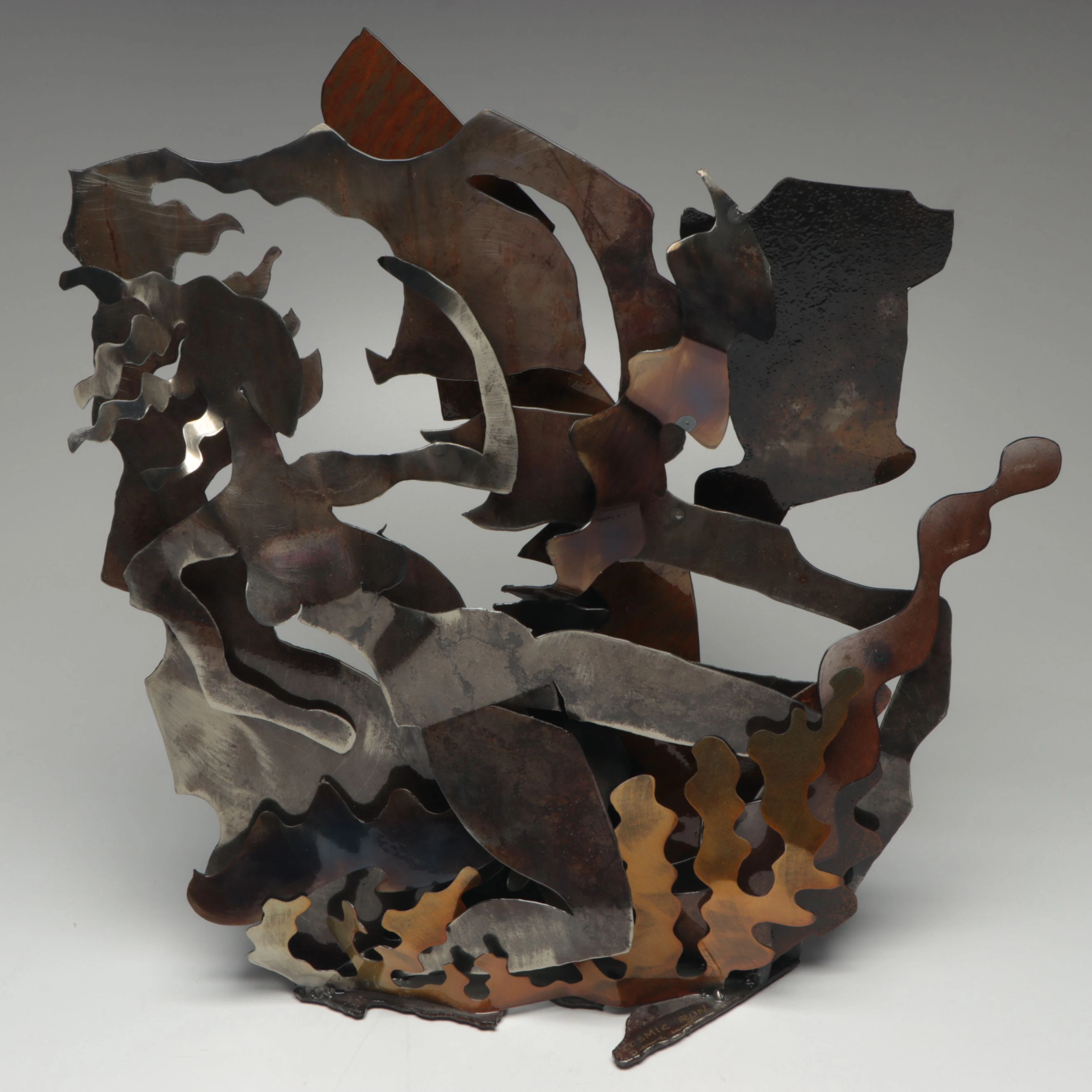 "Cosmic Run" Brutalist Style Patinated Metal Sculpture