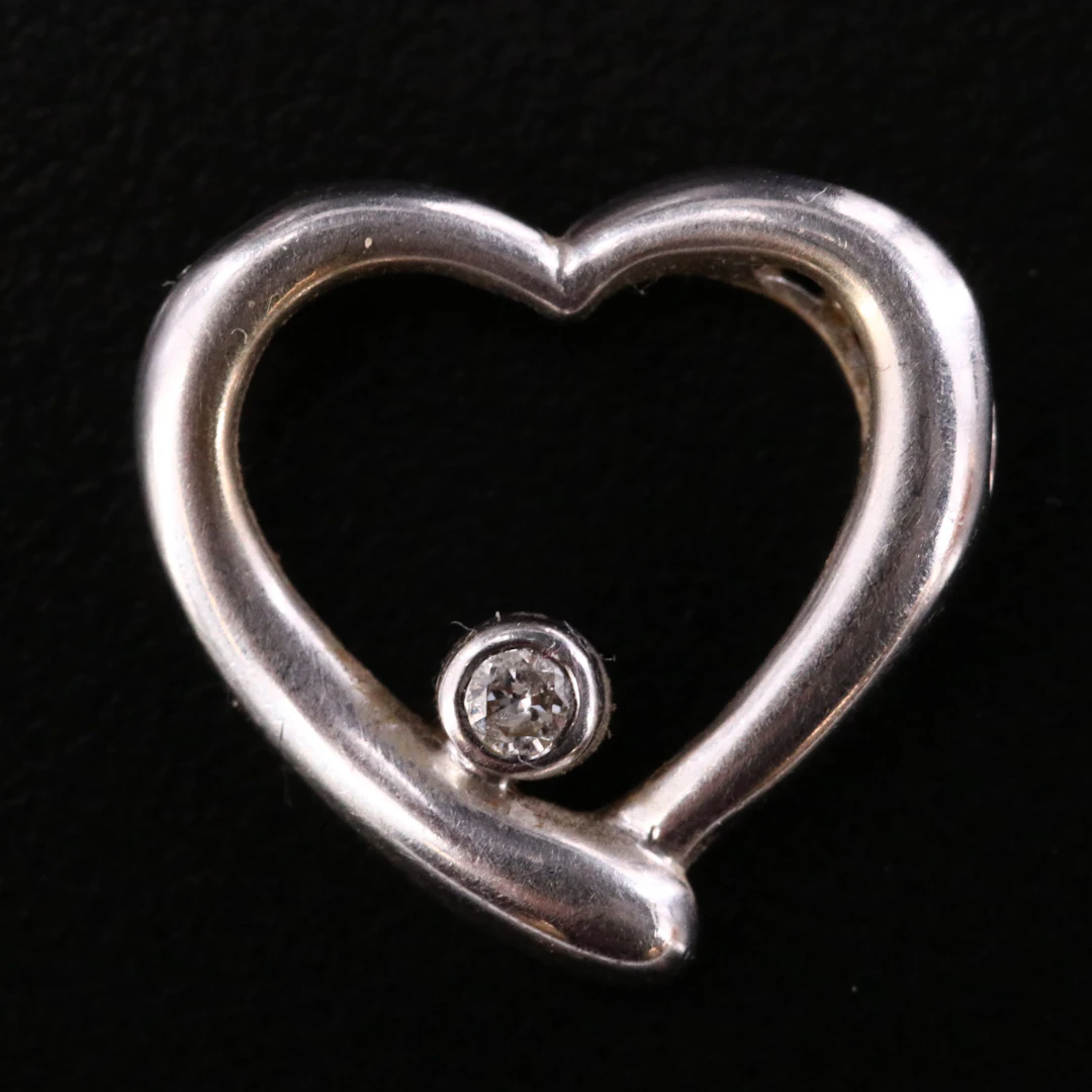14K 0.04 CT Diamond Heart Pendant
