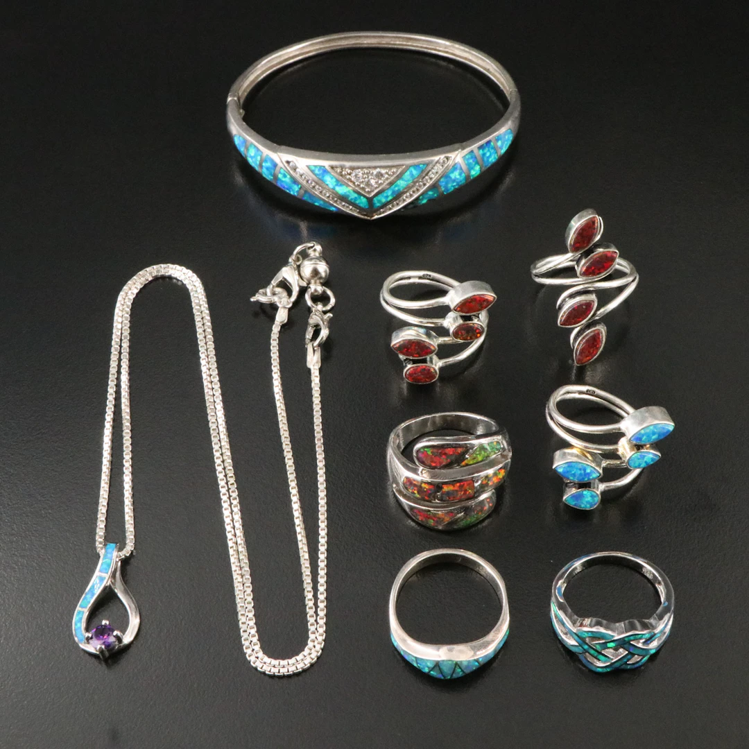 Opal and CZ Jewelry Collection Featuring Sterling