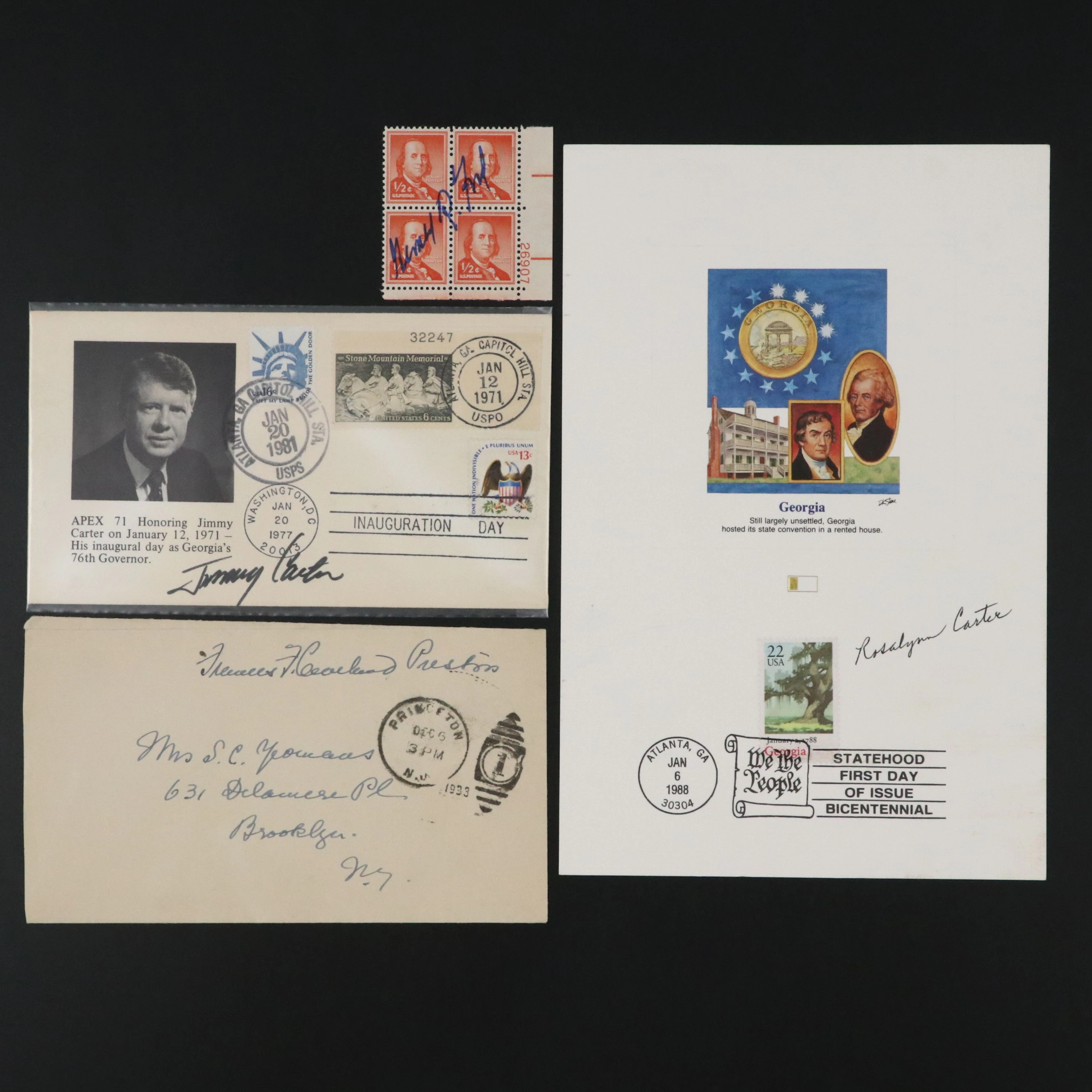 Gerald Ford Signed Stamps, Jimmy Carter Postal Cover and More