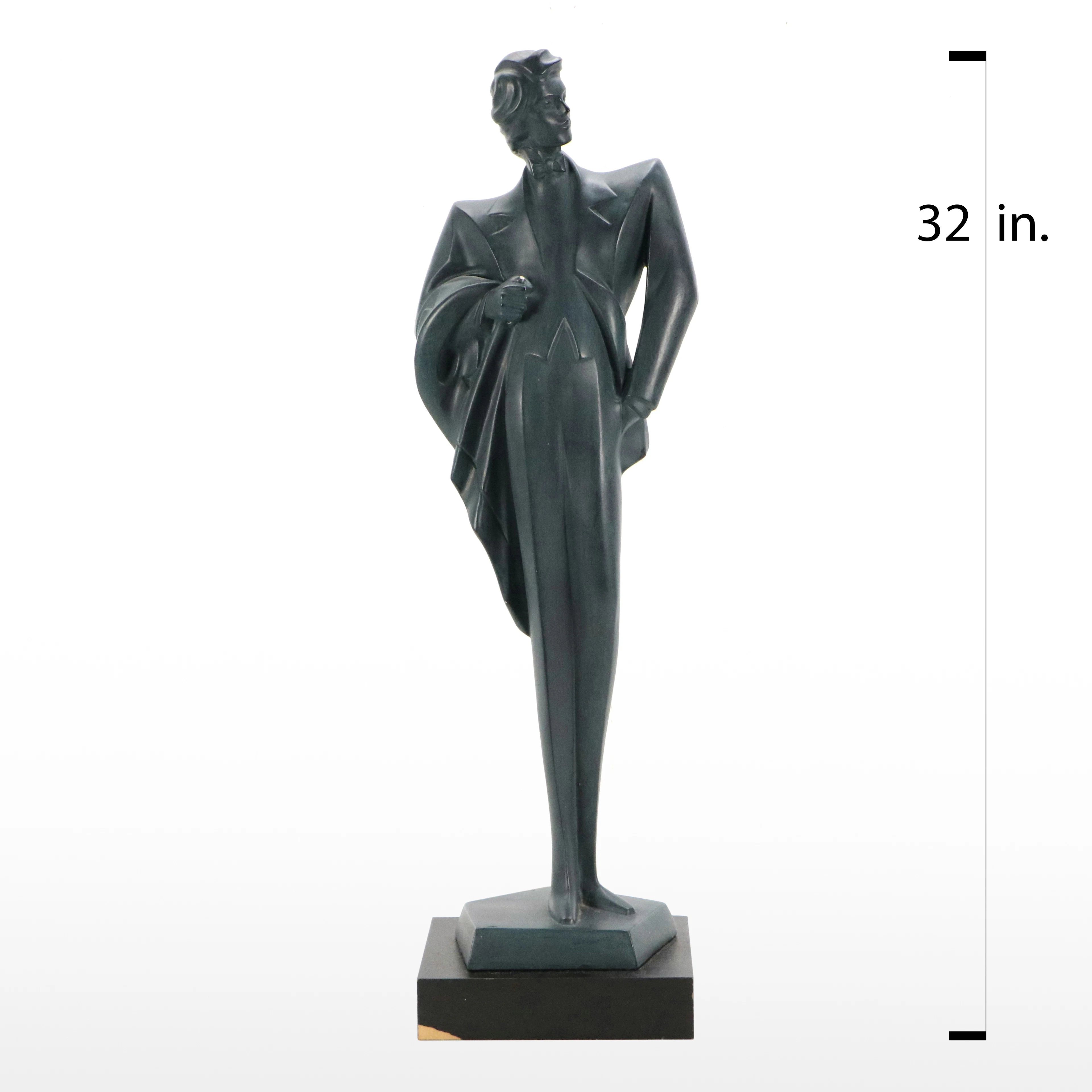 Alexsander Danel Art Deco Style Composite Sculpture of Fashionable Man, 1989