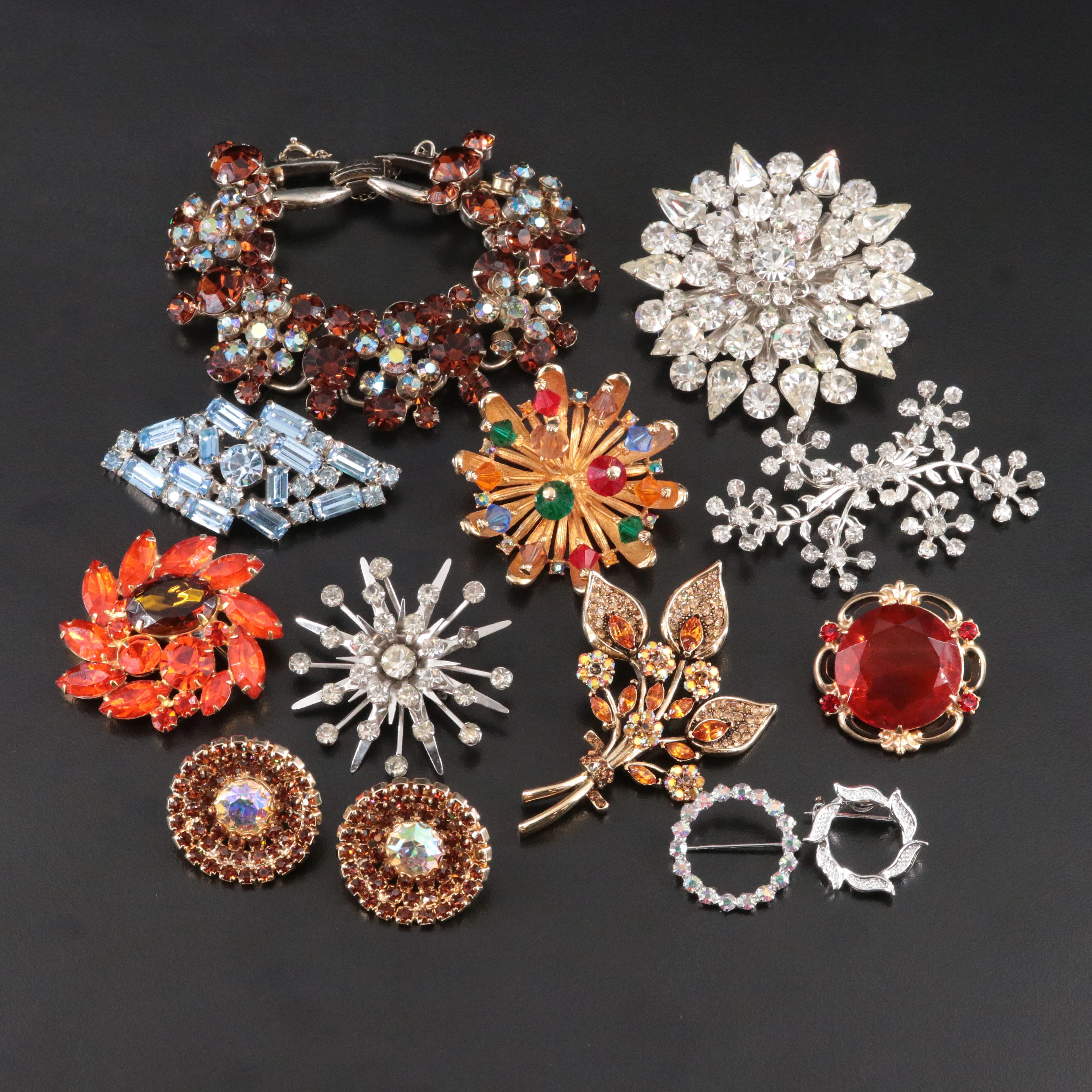 DeLizza & Juliana Bracelet & Brooch Featured In Rhinestone Jewelry Collection