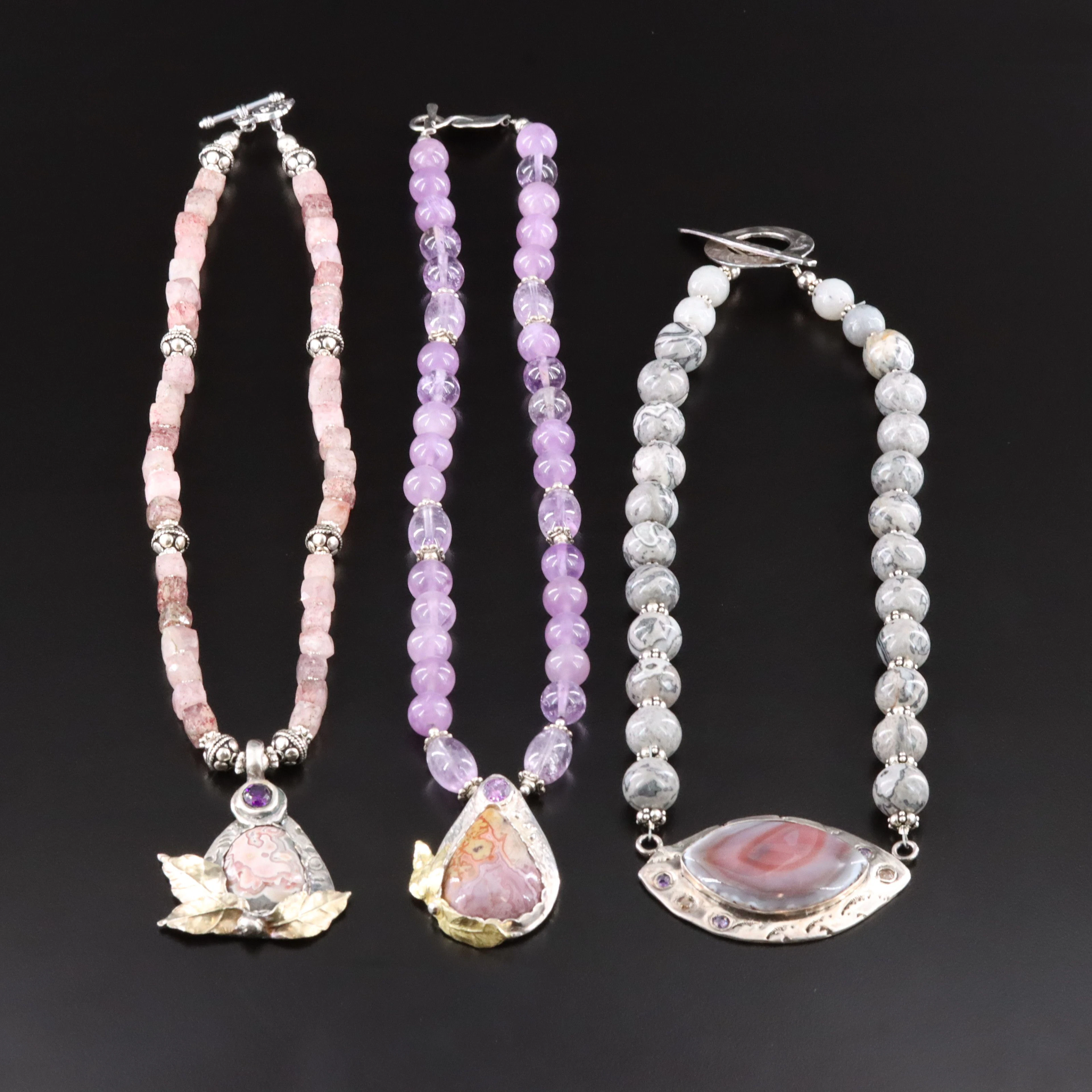 Amethyst, Agate and Jasper Featured in Necklaces