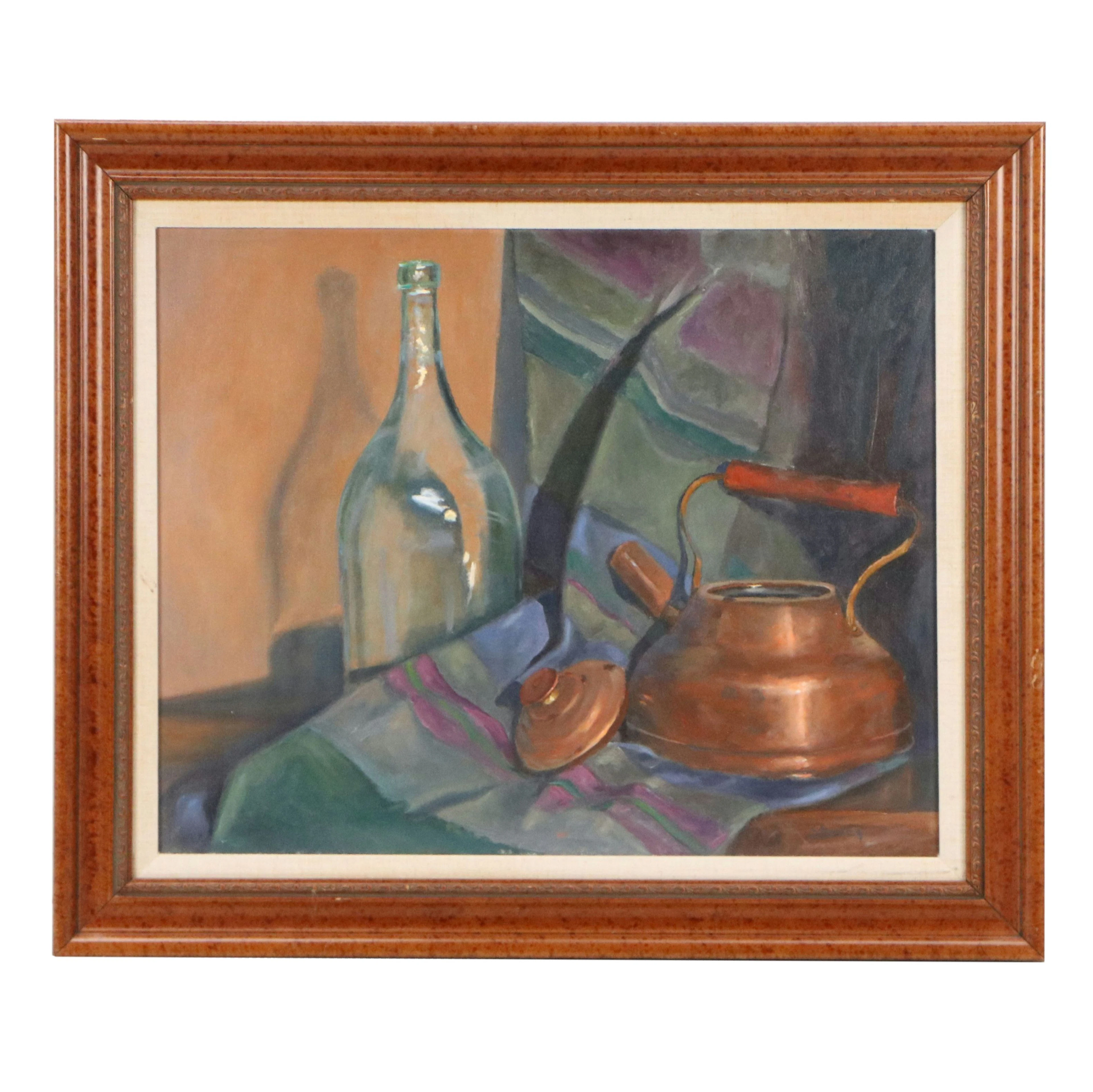 Stoney Roberts Oil Painting of Still Life with Copper Kettle, 21st Century