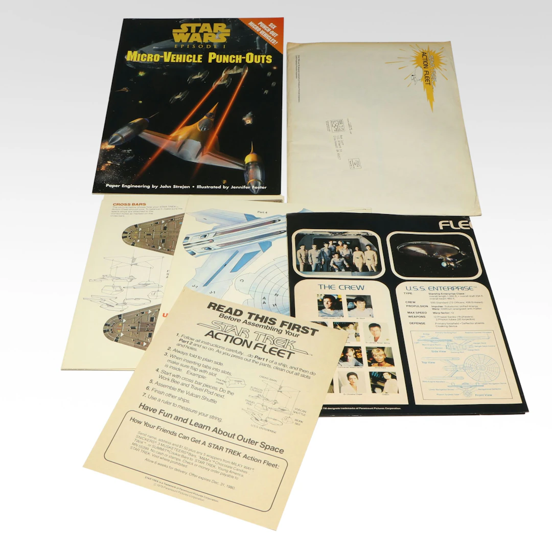 "Star Trek Action Fleet" and "Star Wars Episode I" Punch-Out Books, Vintage