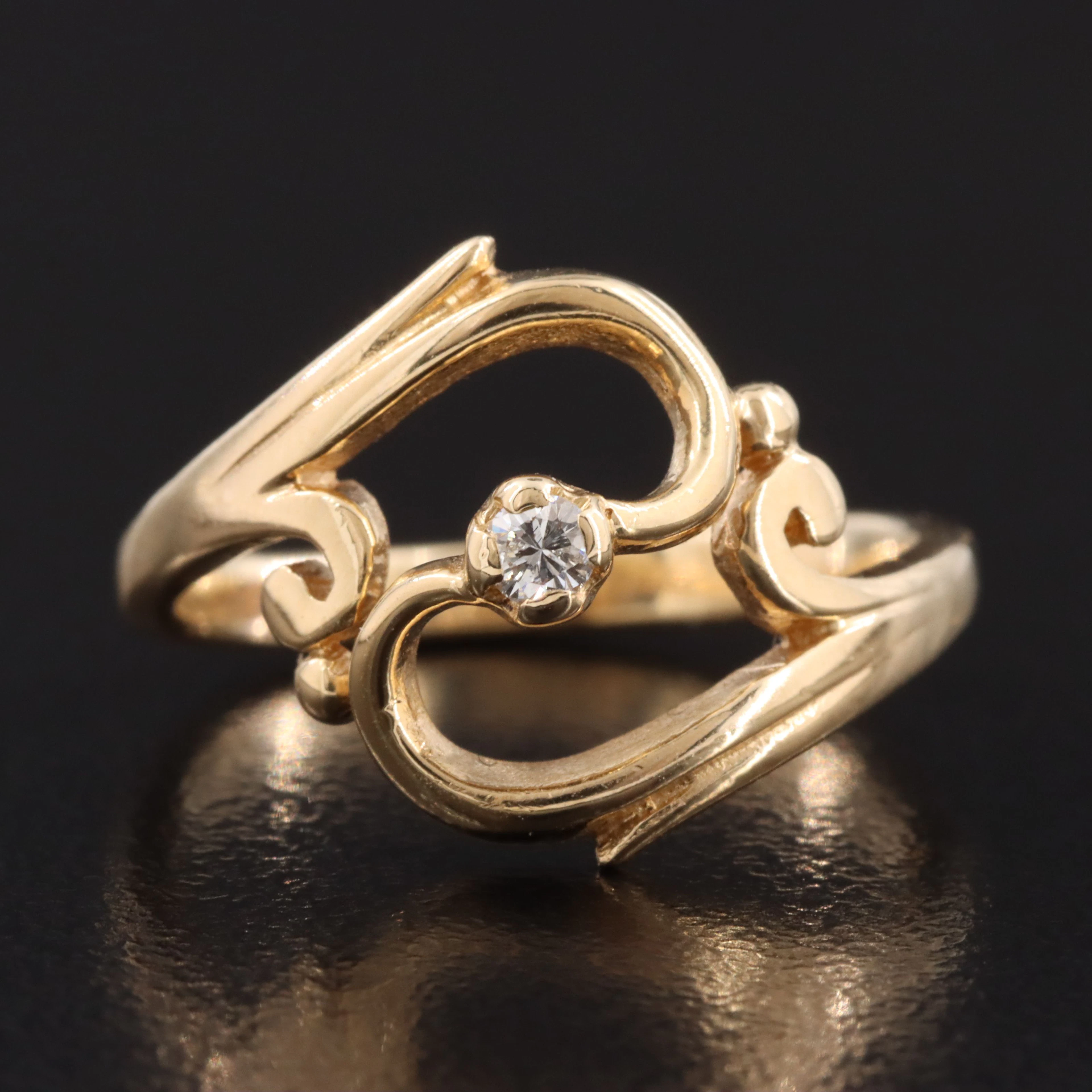 James Avery 14K Scroll Ring with Diamond Accent