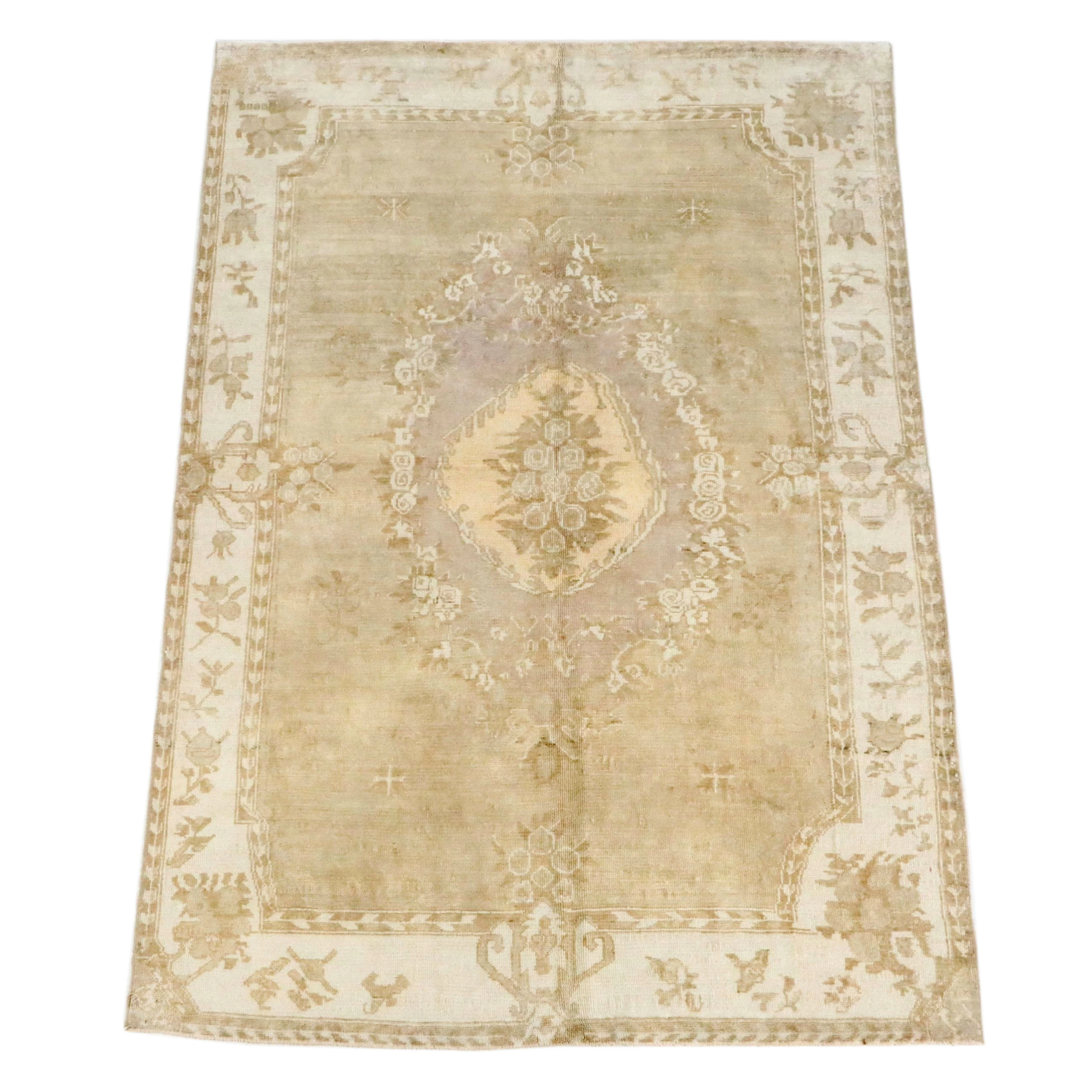 5'10 x 8'8 Hand-Knotted Turkish Oushak Area Rug