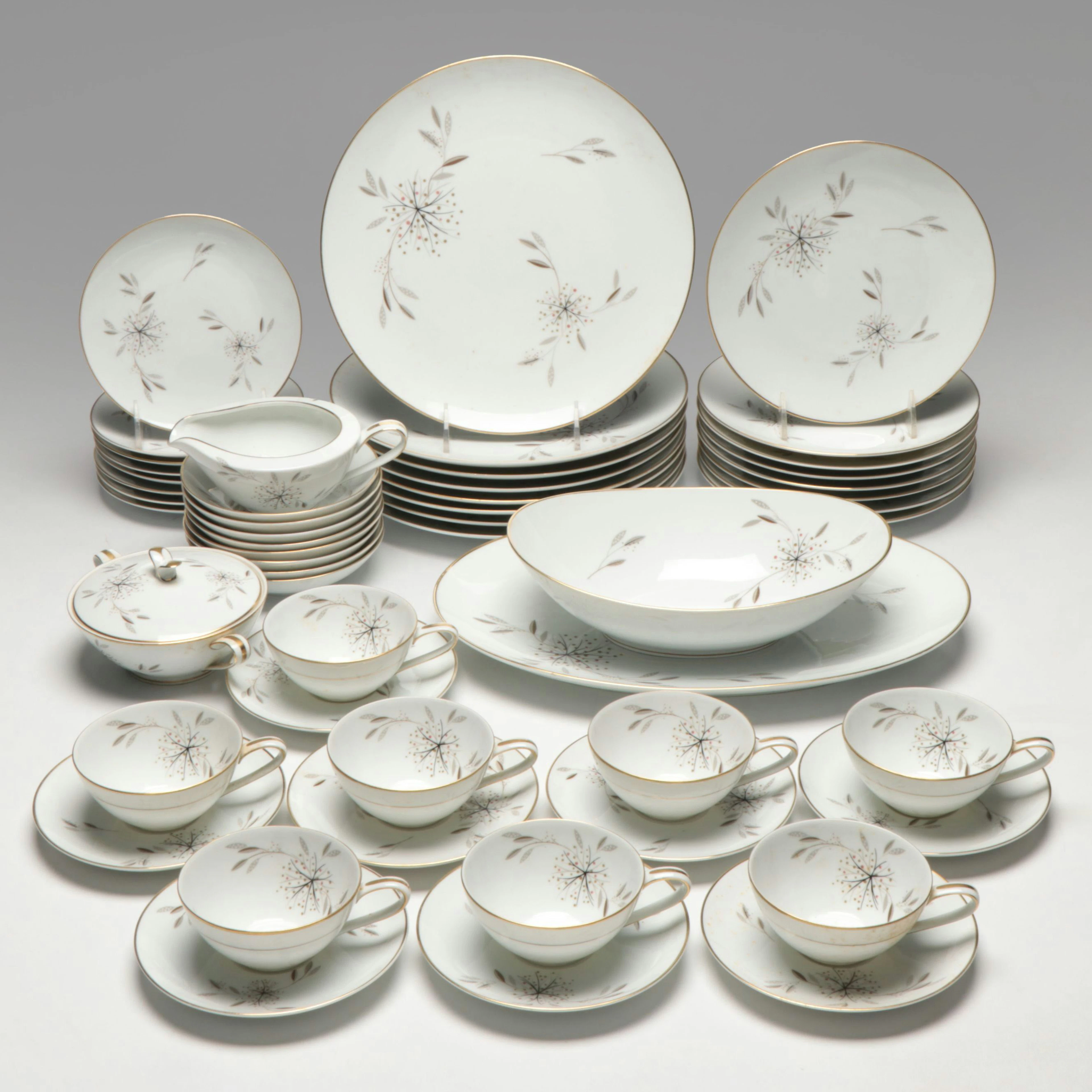 Noritake "Helene" Porcelain Dinnerware and Serving Pieces, 1955-1961