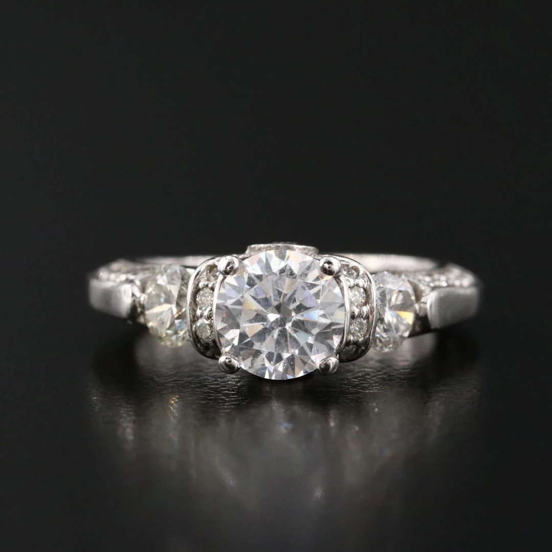 14K 1.17 CTW Diamond Ring with CZ Center
