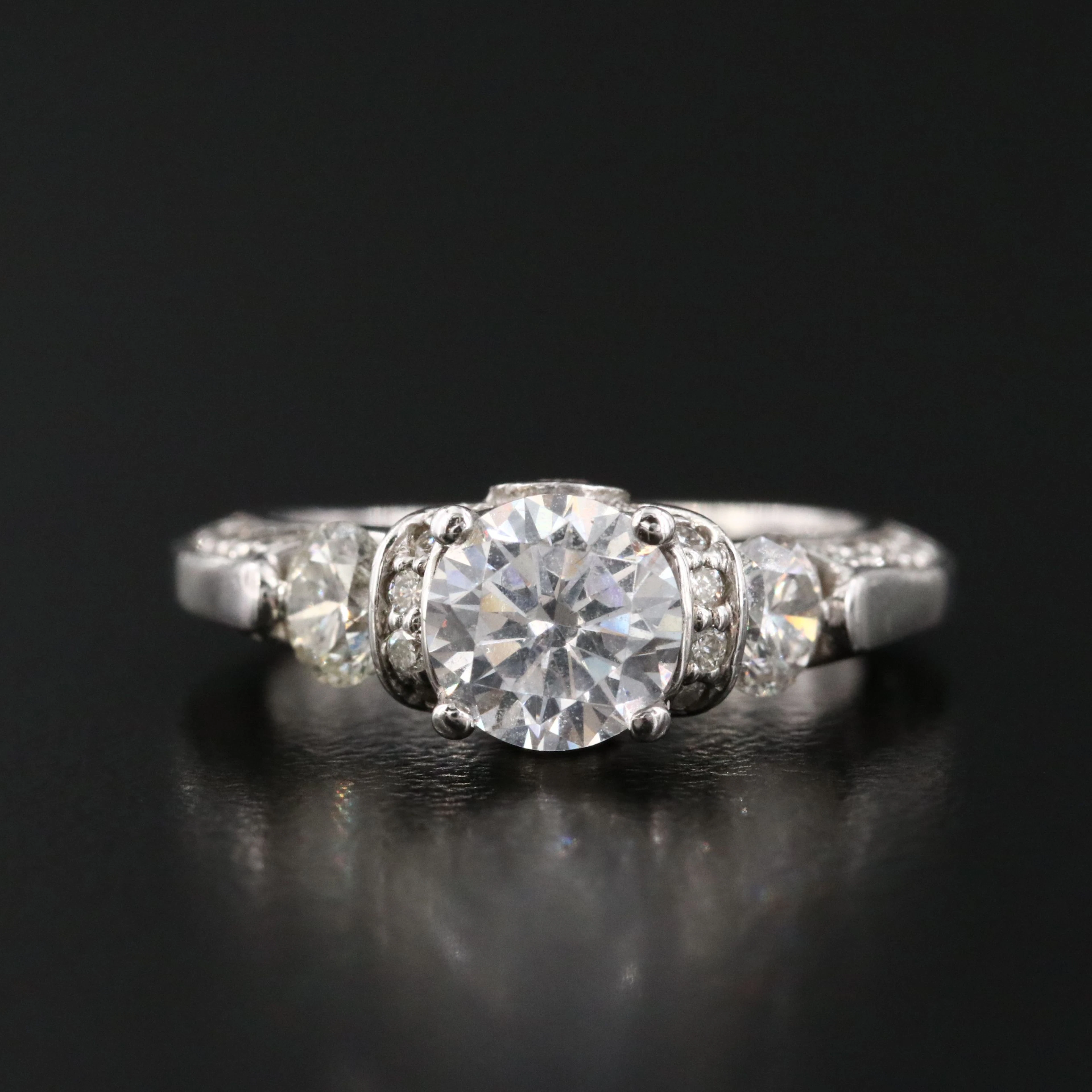 14K 1.17 CTW Diamond Ring with CZ Center
