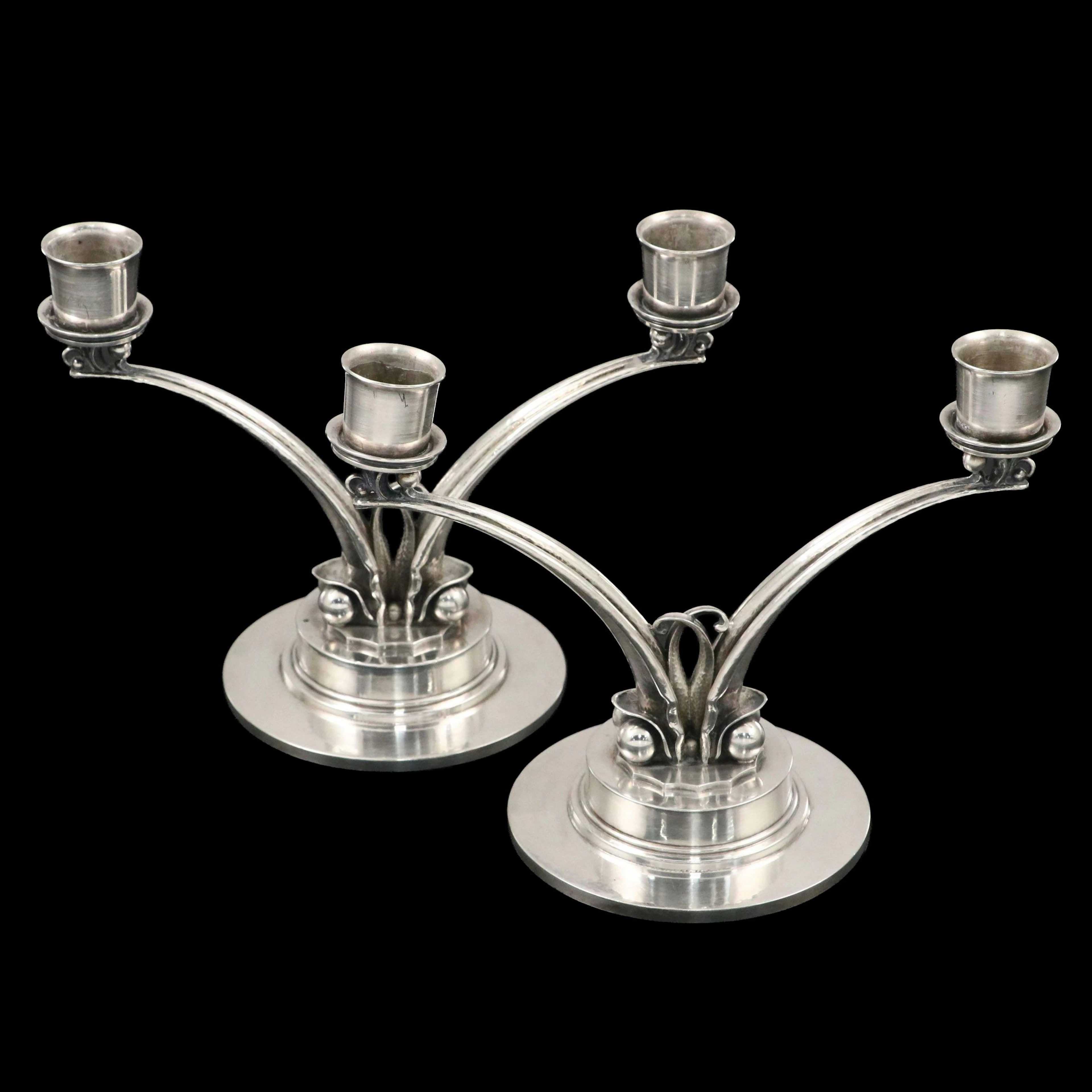 Harald Nielsen for Georg Jensen Art Deco Sterling Silver Candelabra