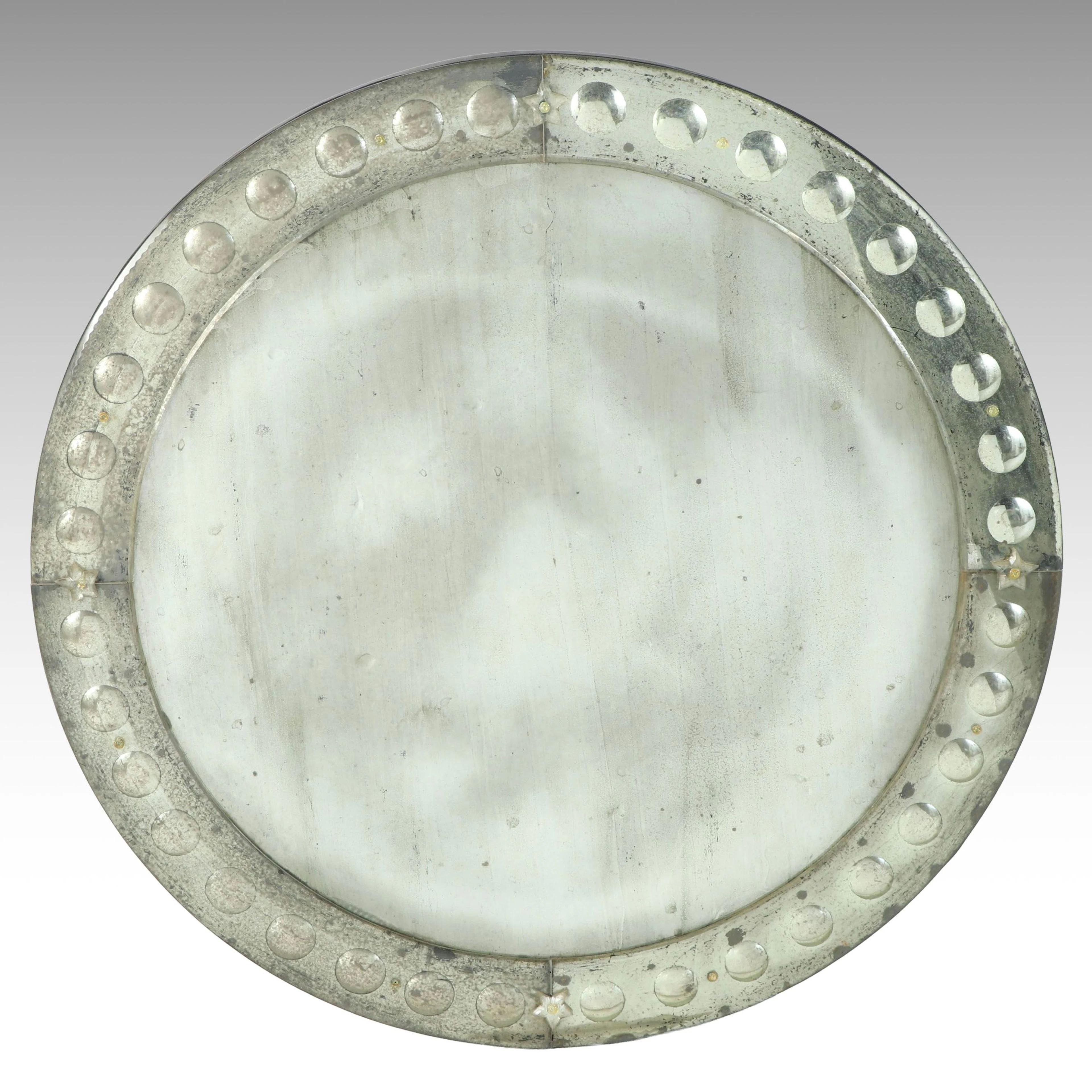 Venetian Style Etched and Beveled Glass Round Wall Mirror, Late 20th/21st C.