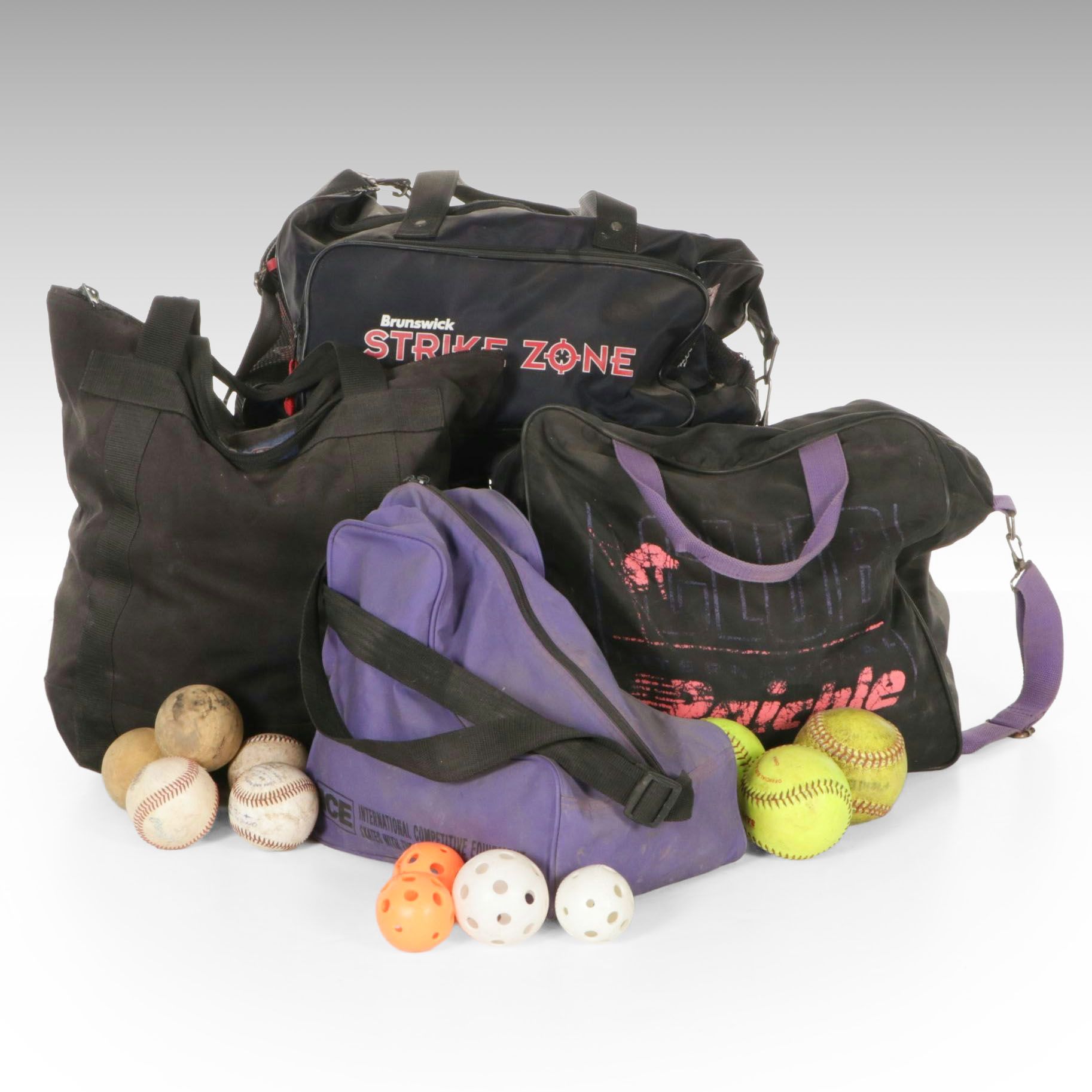 Brunswick Bowling Ball and Shoes with Baseballs, Softballs and Other Equipment