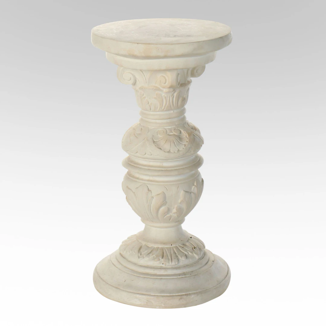 Classical White Plaster Garden Planter Pedestal, 20th Century