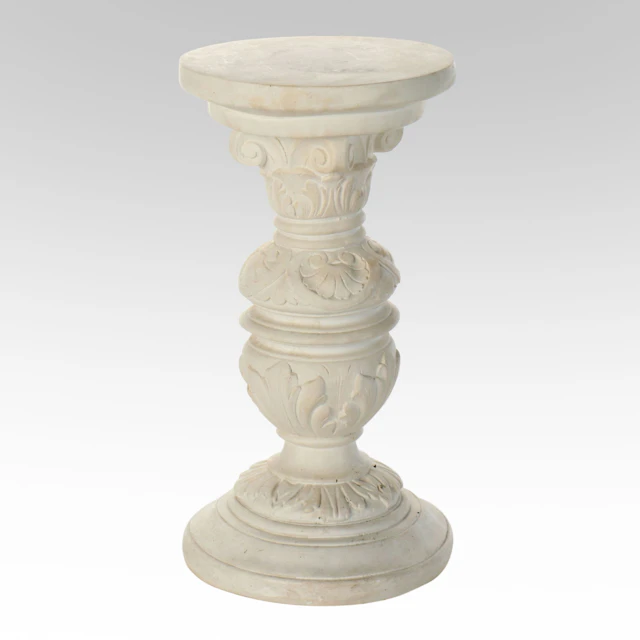 Classical White Plaster Garden Planter Pedestal, 20th Century