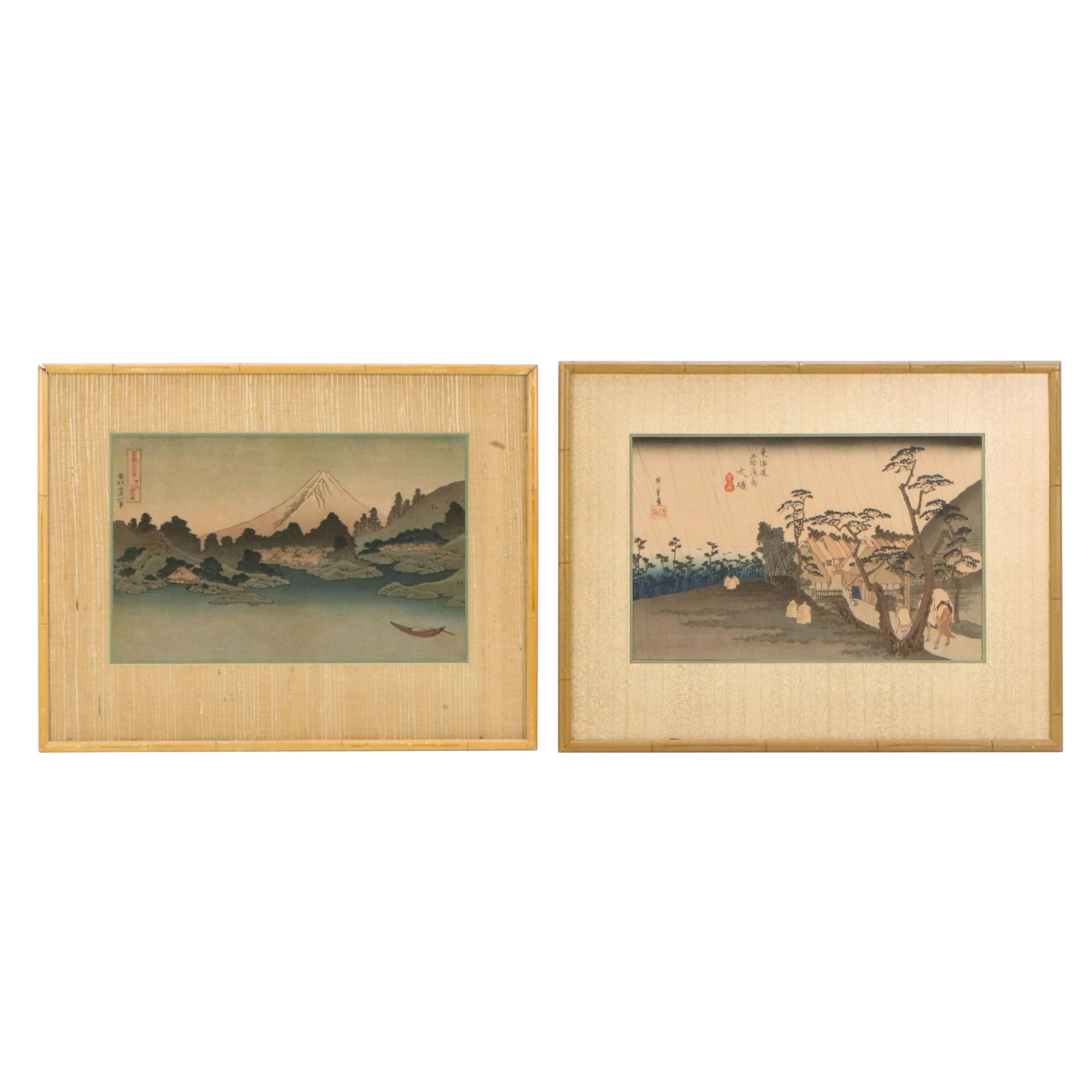 Utagawa Hiroshige and Katsushika Hokusai Woodblock Prints