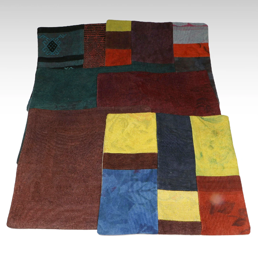 Turkish Overdyed Handwoven Rug Faced Pillow Covers
