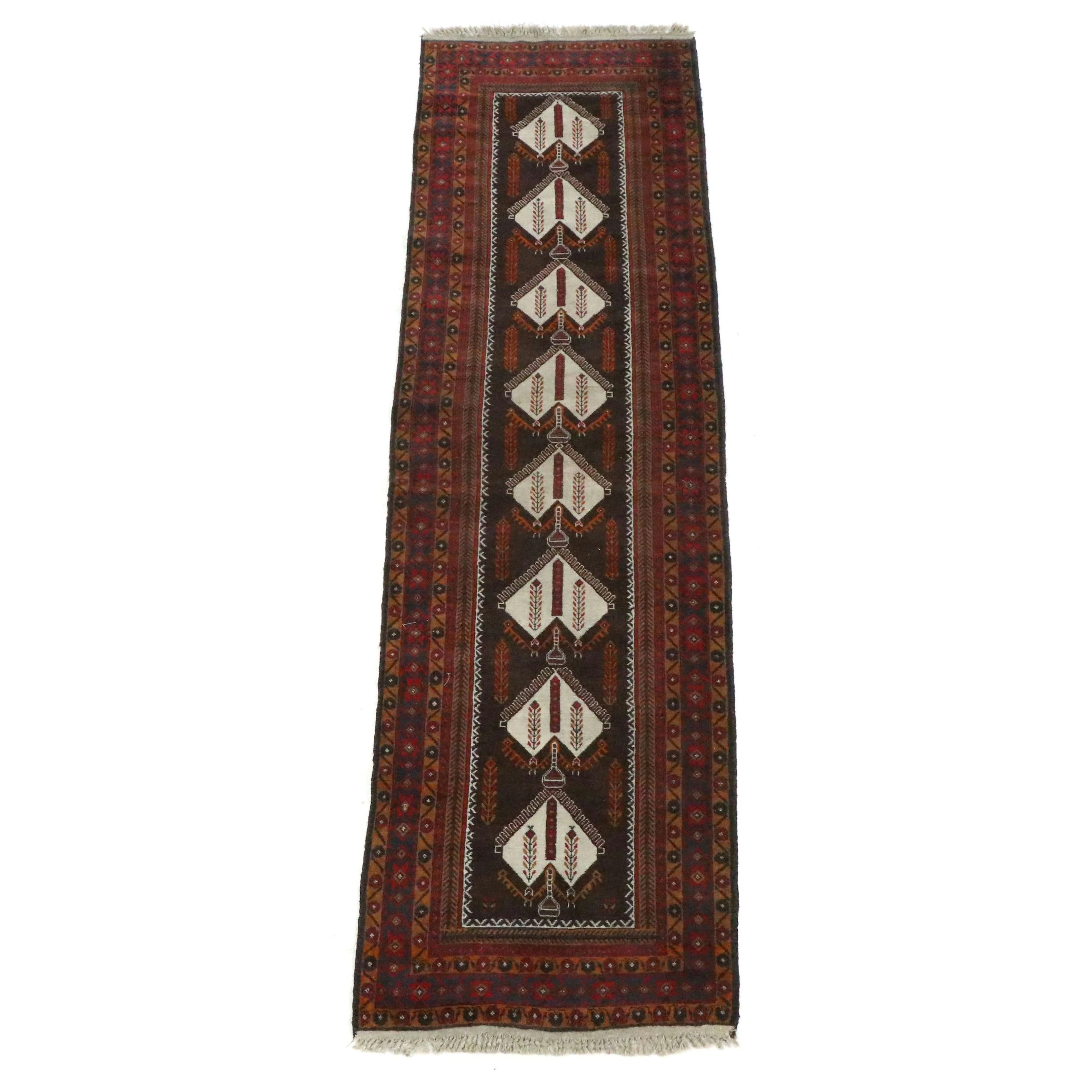 2'11 x 10'8 Hand-Knotted Afghan Baluch Carpet Runner