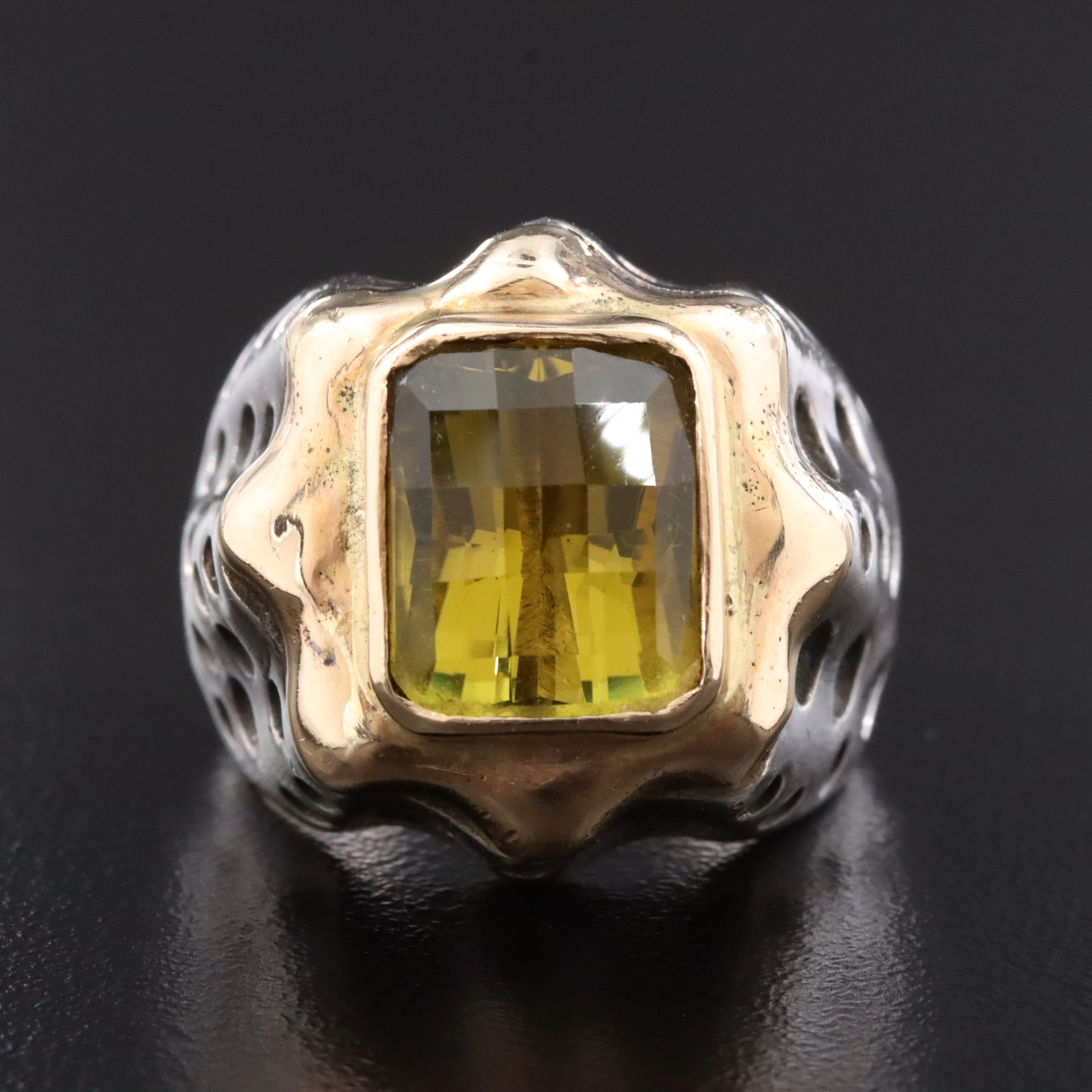 Dian Malouf Sterling Citrine Ring with 14K Accent