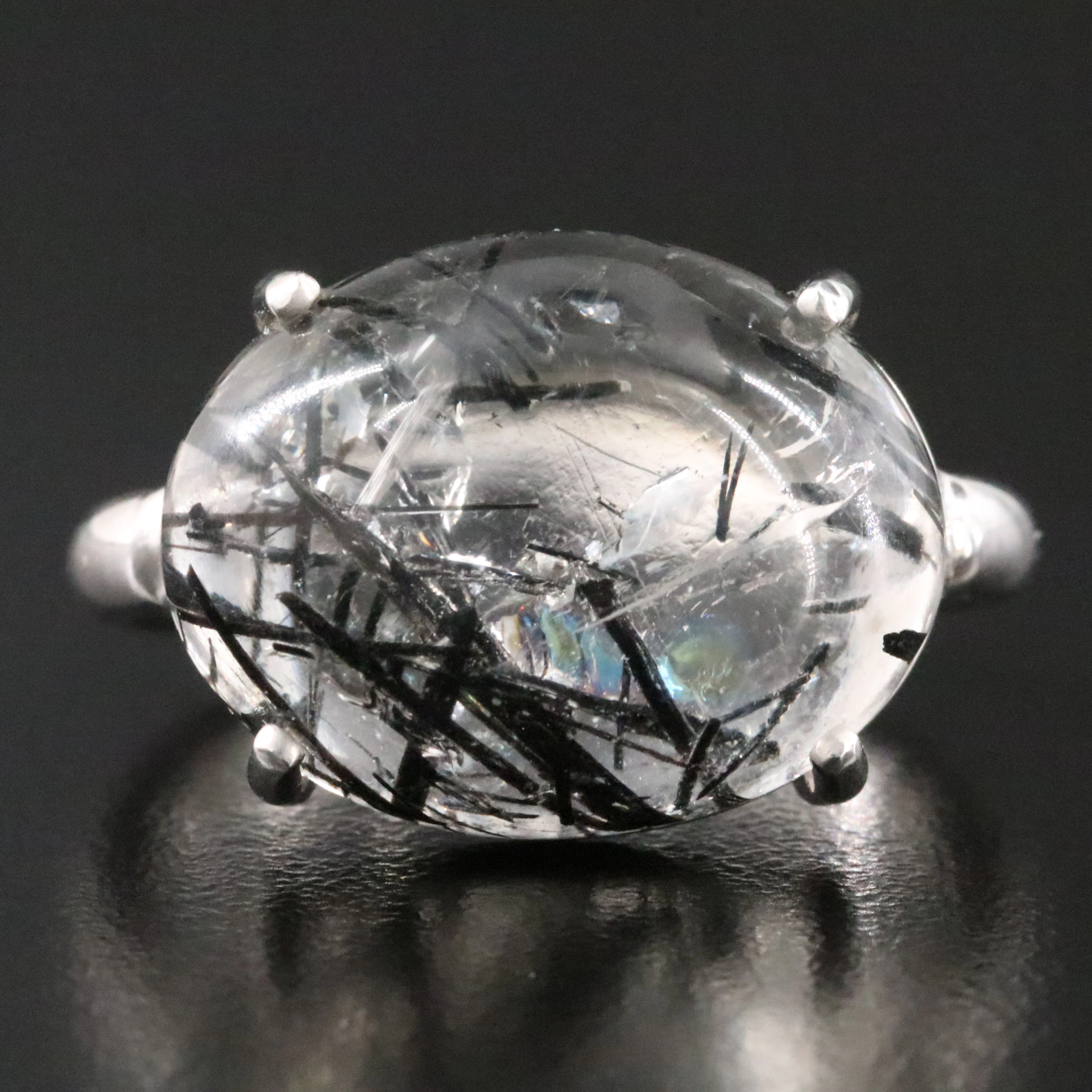 14K 16.54 CT Tourmalinated Quartz Ring