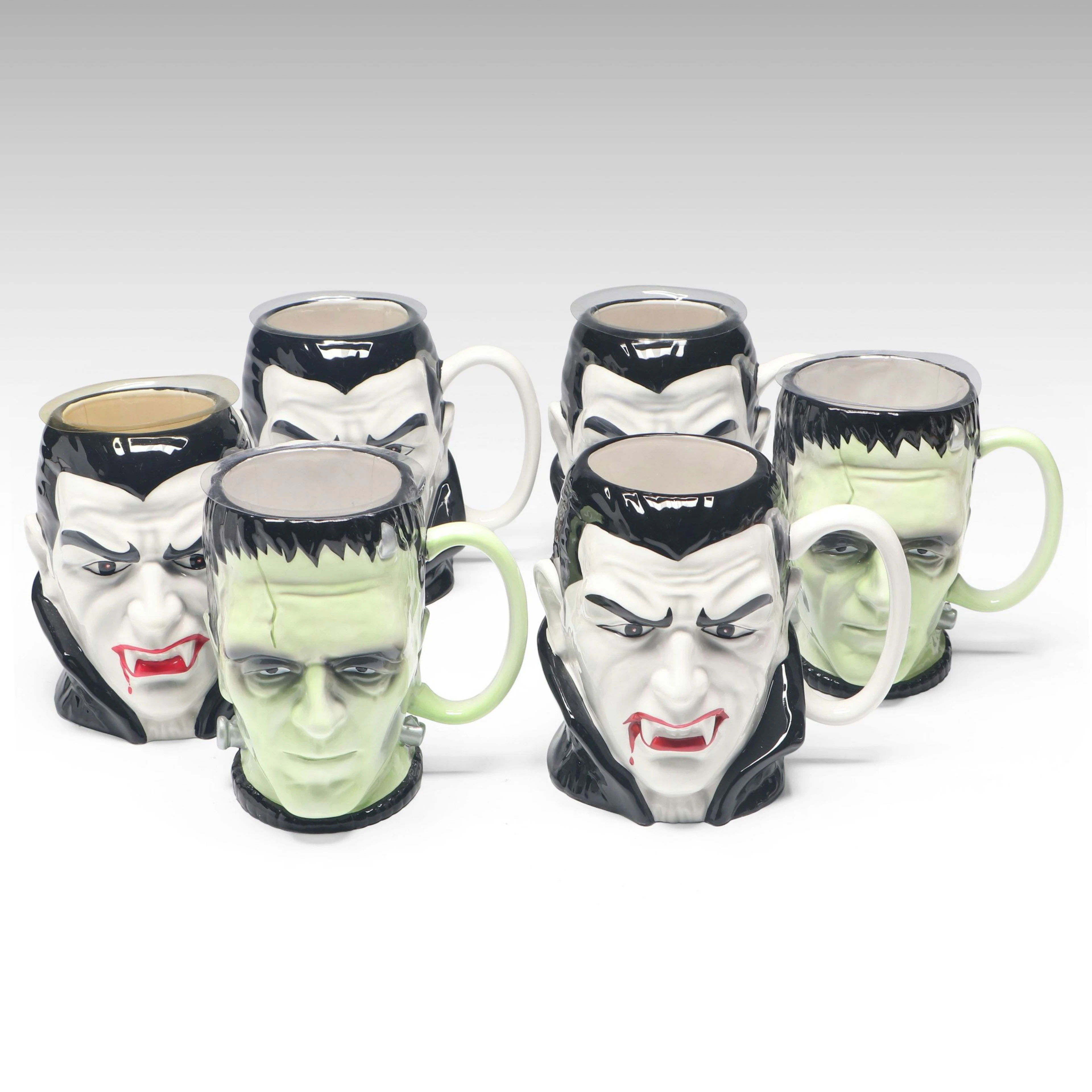 Teleflora Dracula and Frankenstein Ceramic Character Mugs