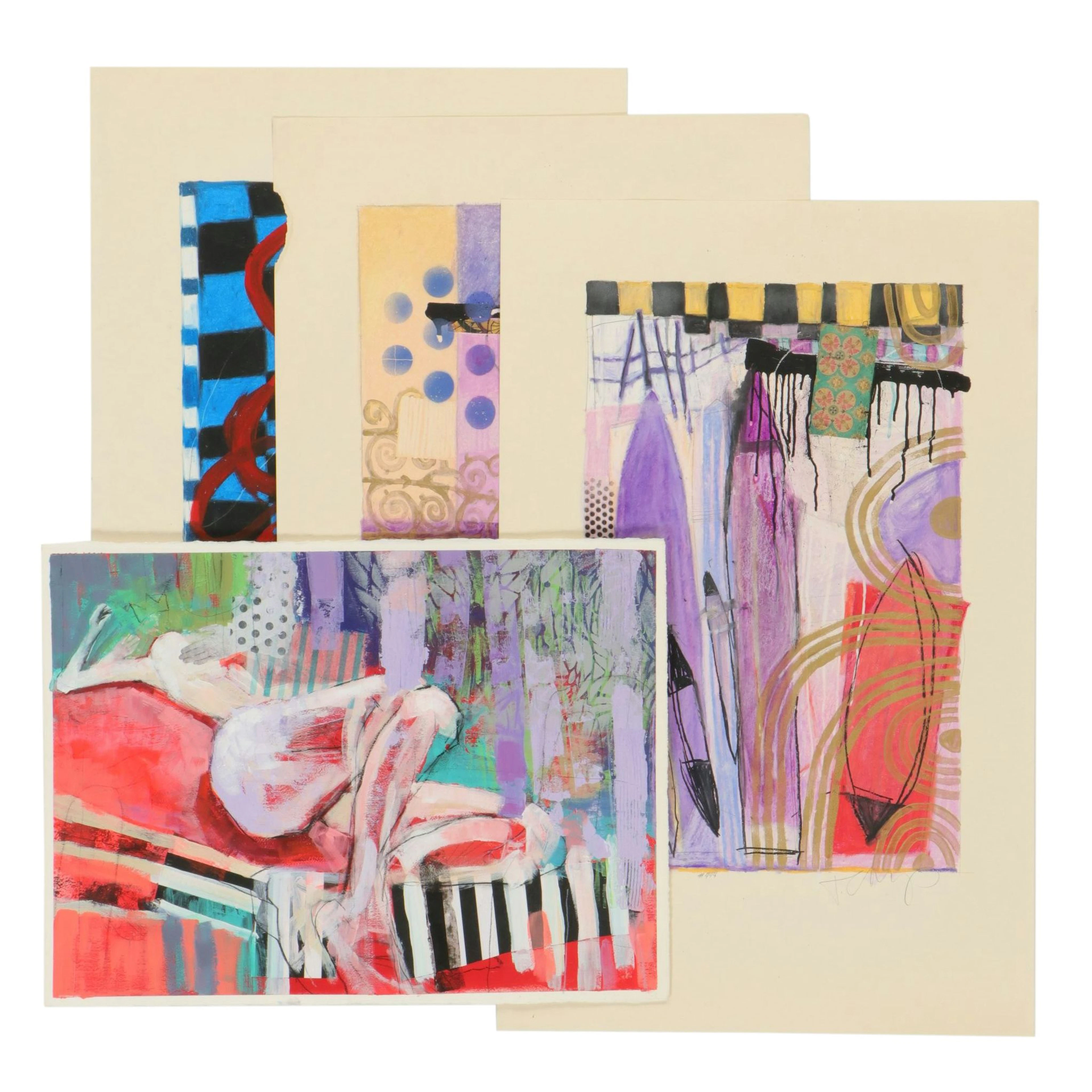 Todd Camp Set of Four Mixed Media Paintings Including "#444", 21st Century