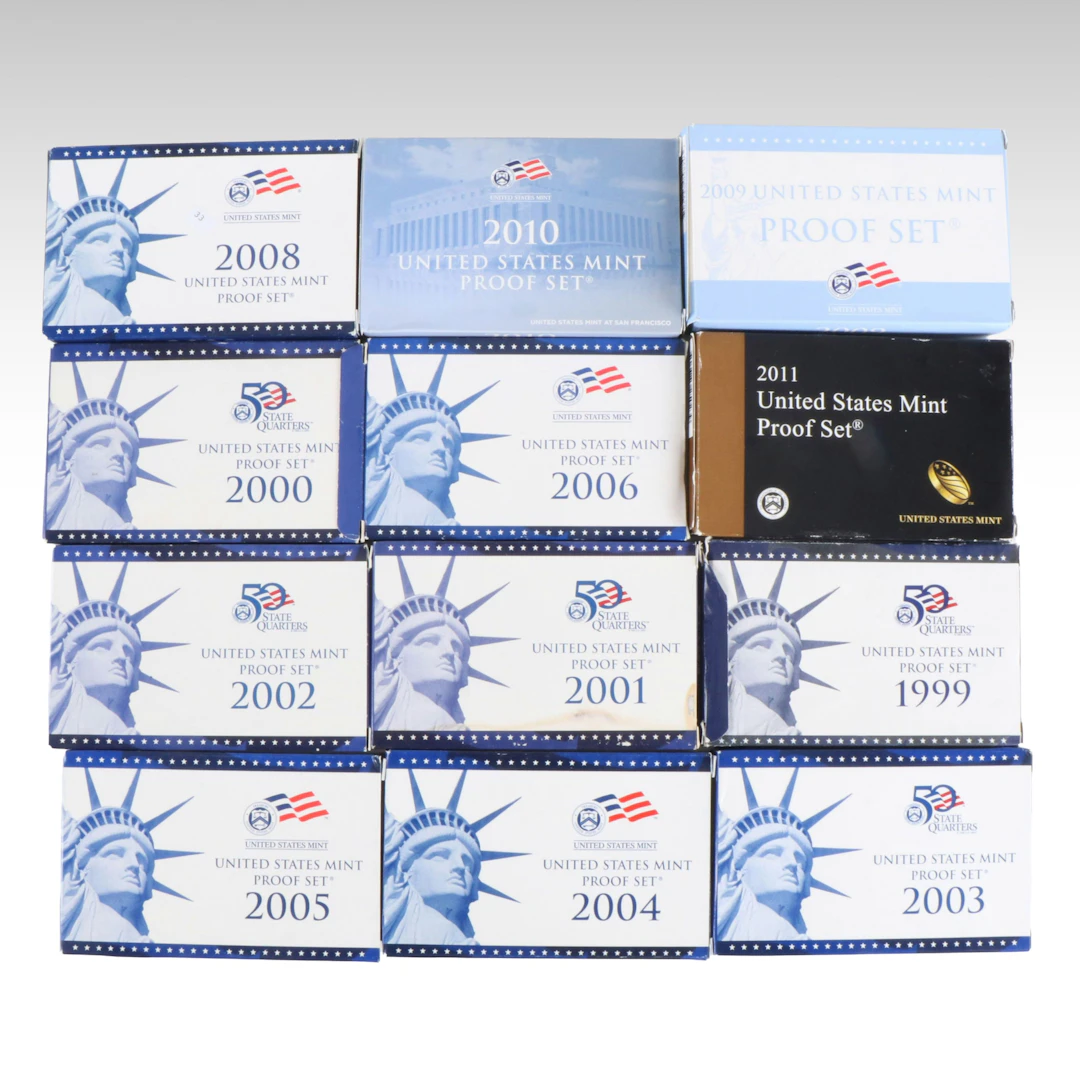 Group of Twelve Different Modern Proof Sets 1999-2011, Missing 2007