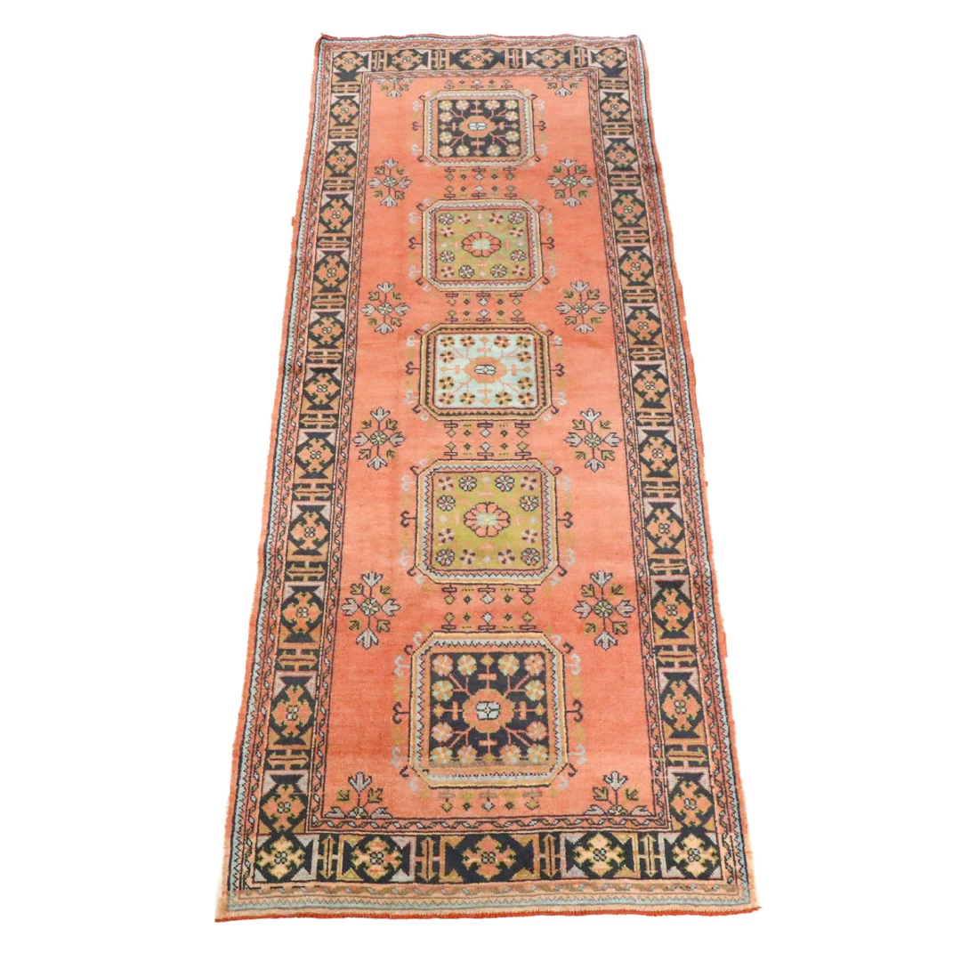 4'8 x 12'5 Hand-Knotted Turkish Anatolian Long Rug