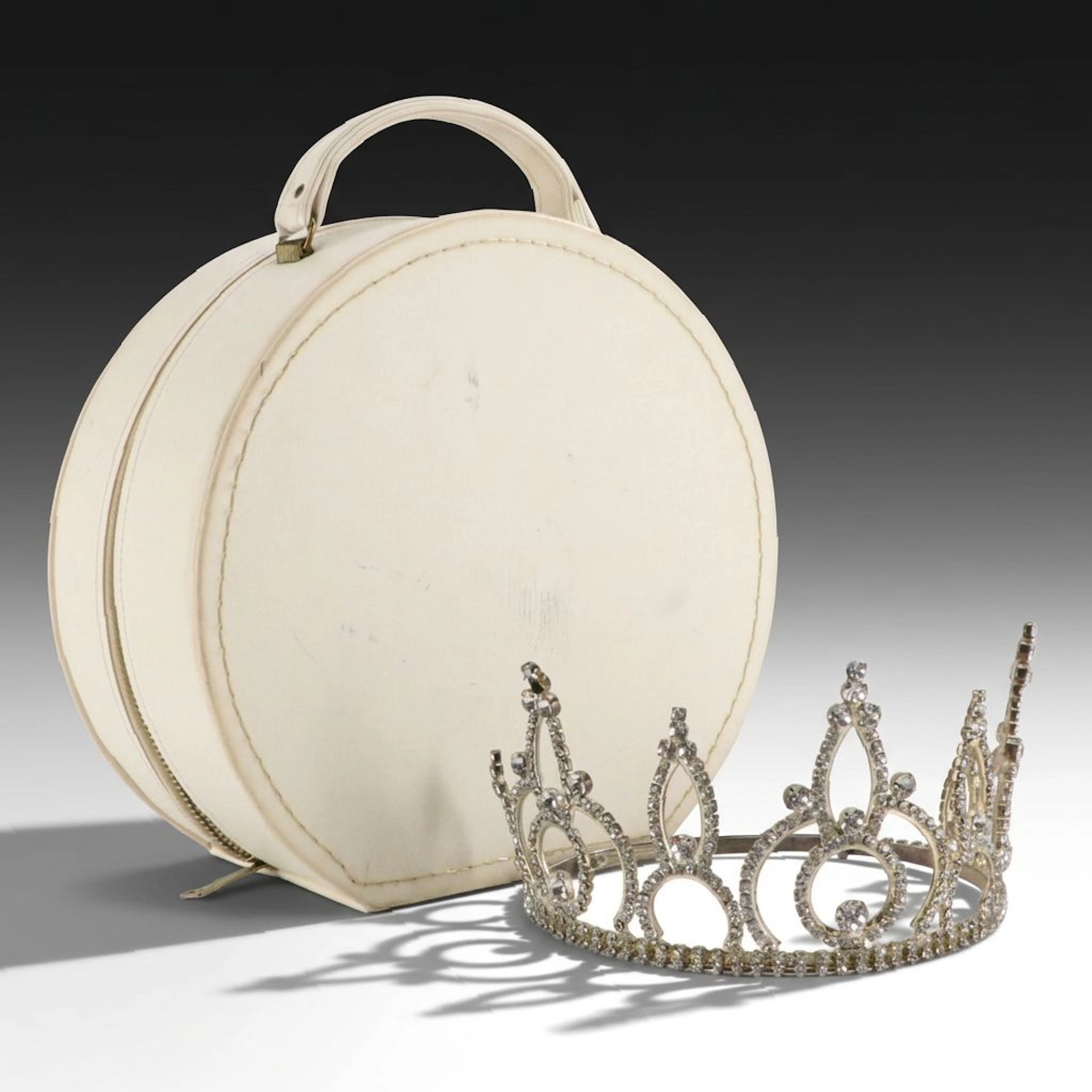 Rhinestone Tiara with Faux Leather Travel Case
