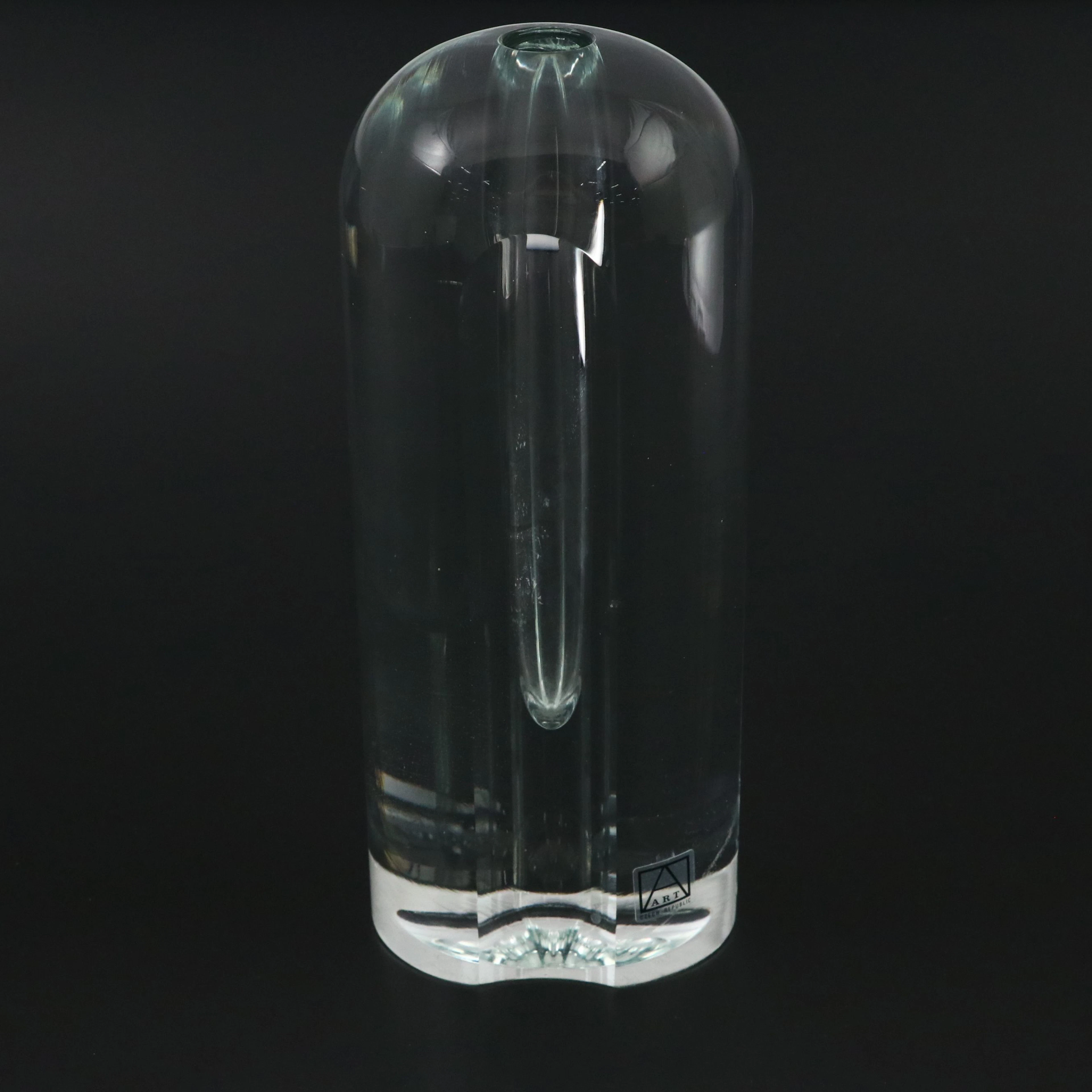 Petr Foltýn Blown, Cut and Polished Clear Optic Czech Art Glass Vase, 1982