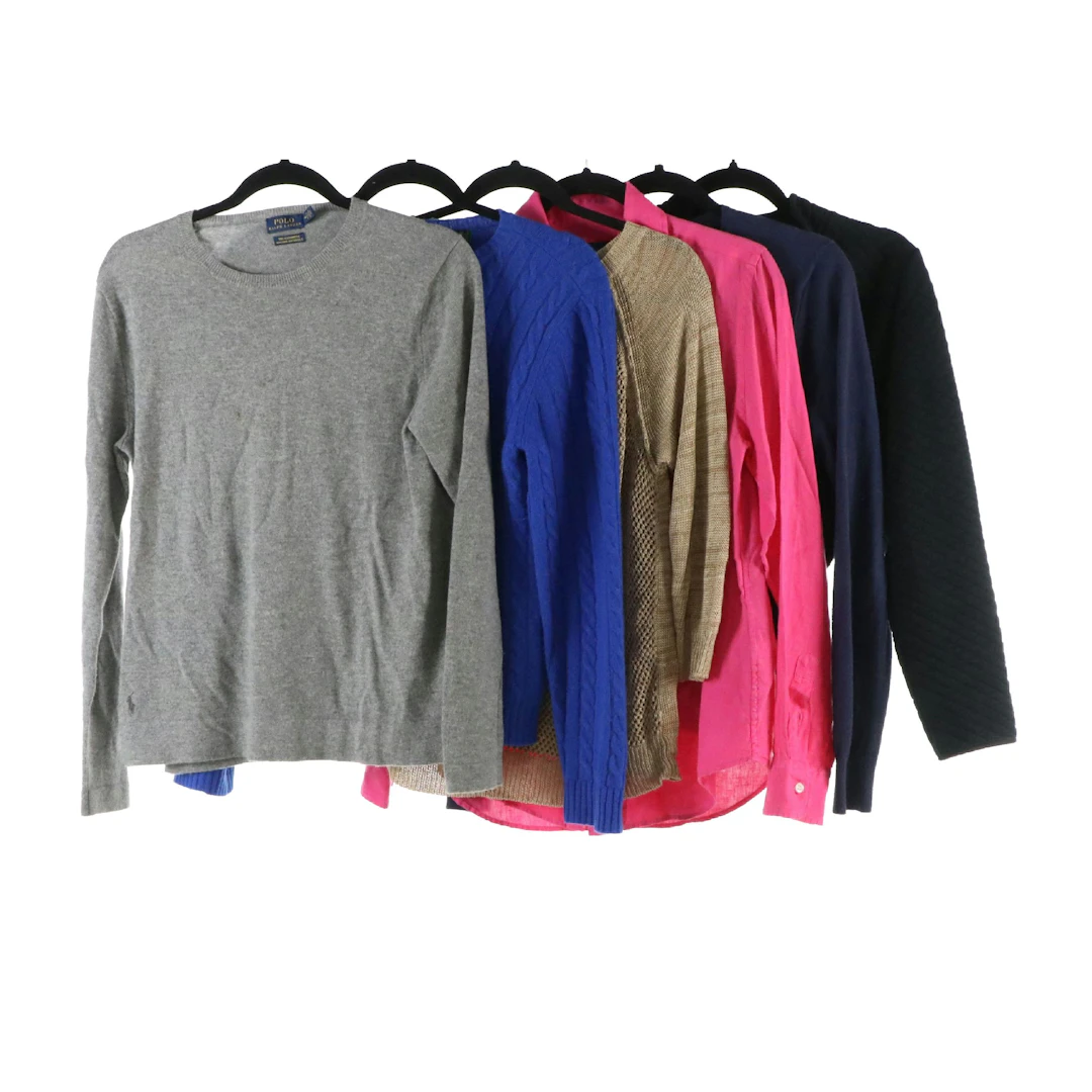 Collection of Ralph Lauren Cashmere Sweaters, Linen Knit Top, Cardigan & More