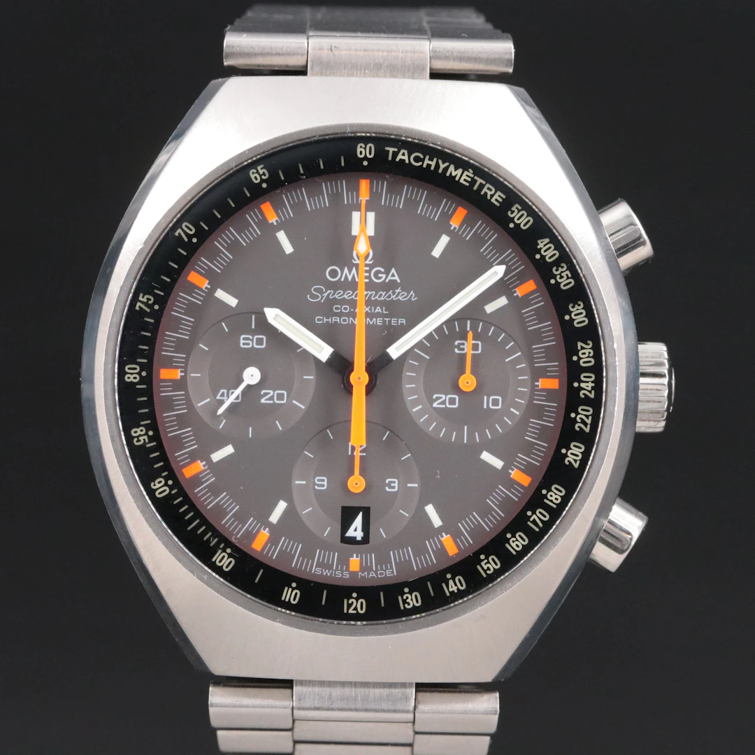 2000 Omega Mark II Speedmaster Grey Dial Flourescent Orange Designs Steel Watch