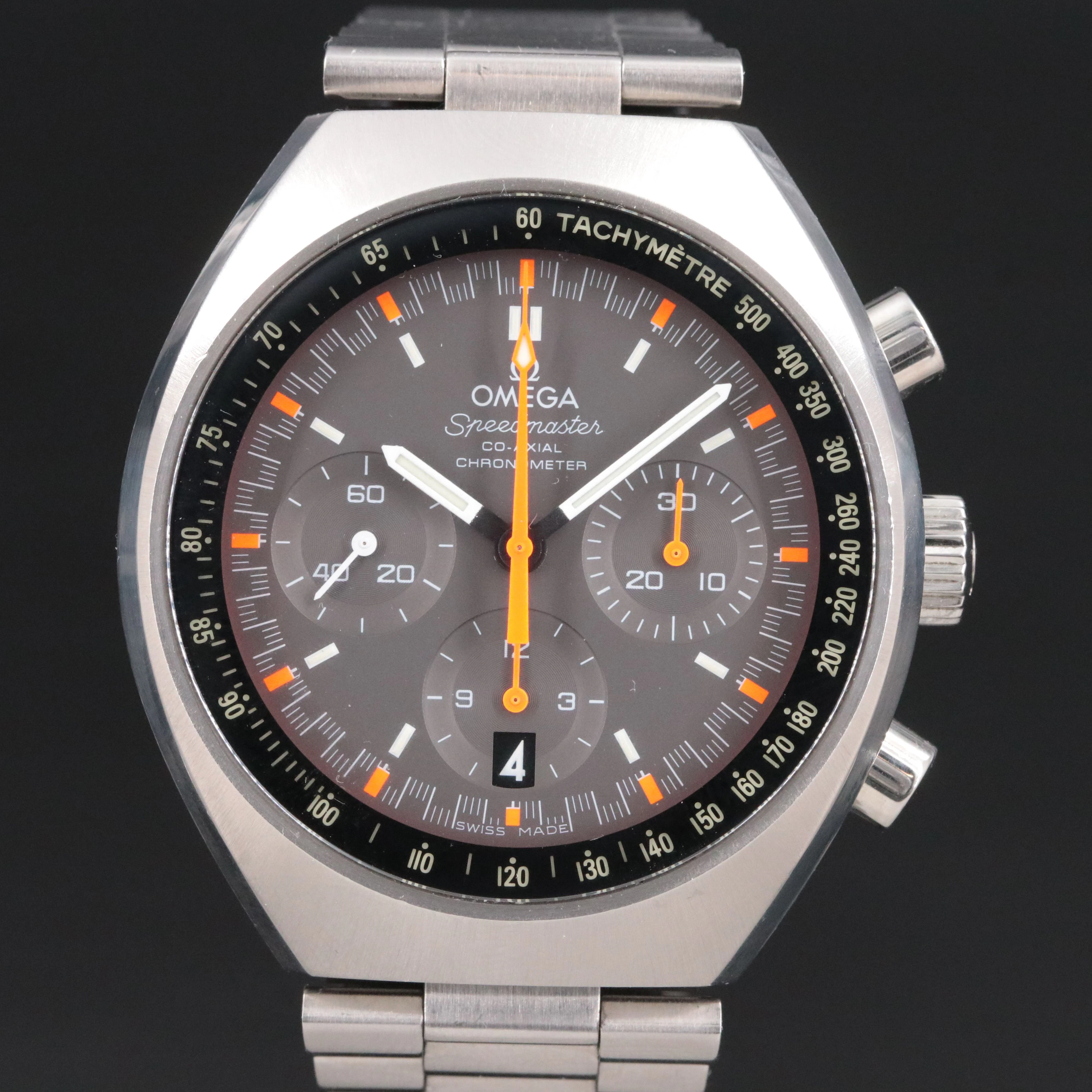 2000 Omega Mark II Speedmaster Grey Dial Flourescent Orange Designs Steel Watch